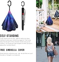 Vista 77 de SIEPASA Paraguas invertido invertido de 49/56 pulgadas, doble toldo extra grande, ventilado, resistente al viento, impermeable, paraguas de golf