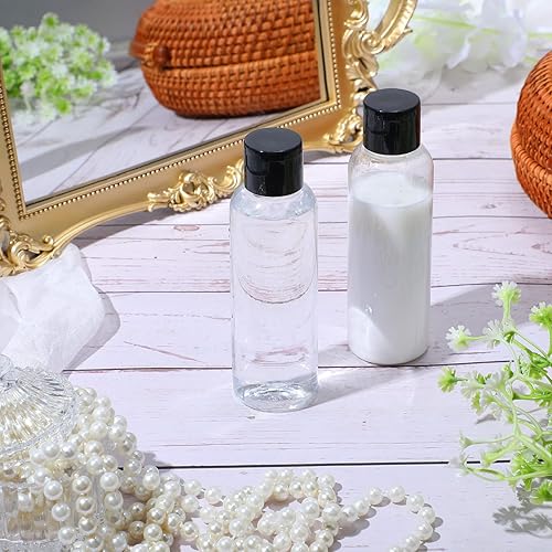 Miniatura 4 de Zubebe 36 botellas de viaje de plástico con tapa abatible con tapa abatible, recipientes de viaje vacíos y recargables para champú, lociones, crema,