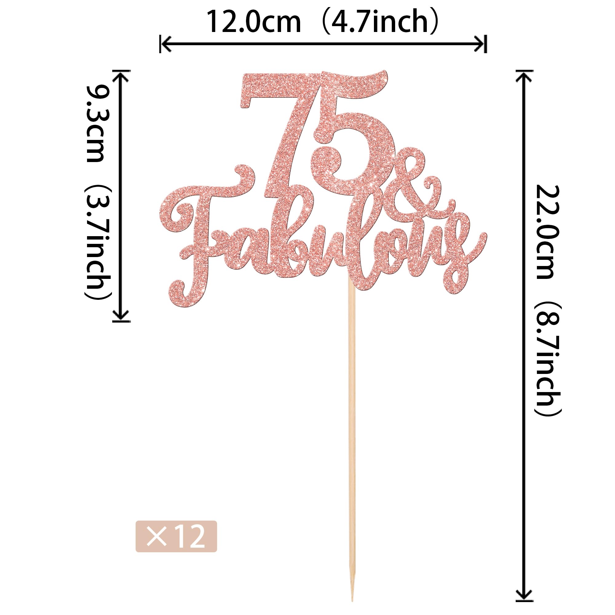Rsstarxi 12 Pack 75 Fabulous Centerpiece Sticks Double Sided Glitter 75th Birthday Table Toppers Cheers to 75 Birthday Anniversary Party Decorations for 75th Birthday Wedding Party Table Decorations