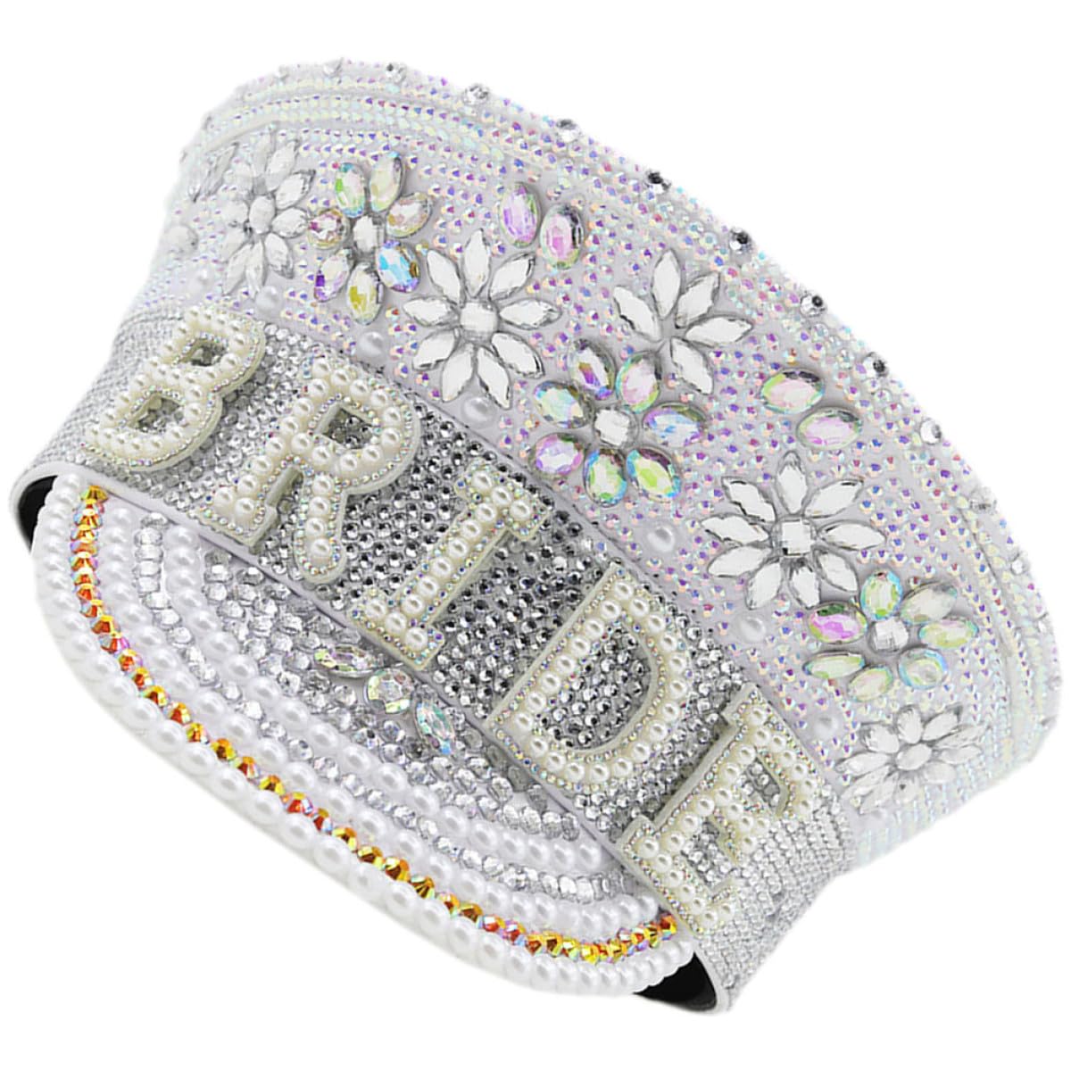 Zerodeko Sombrero Cómodo y Brillante de de Novia Blanco Incrustaciones de Gemas para Despedidas de Soltera y Obsequios