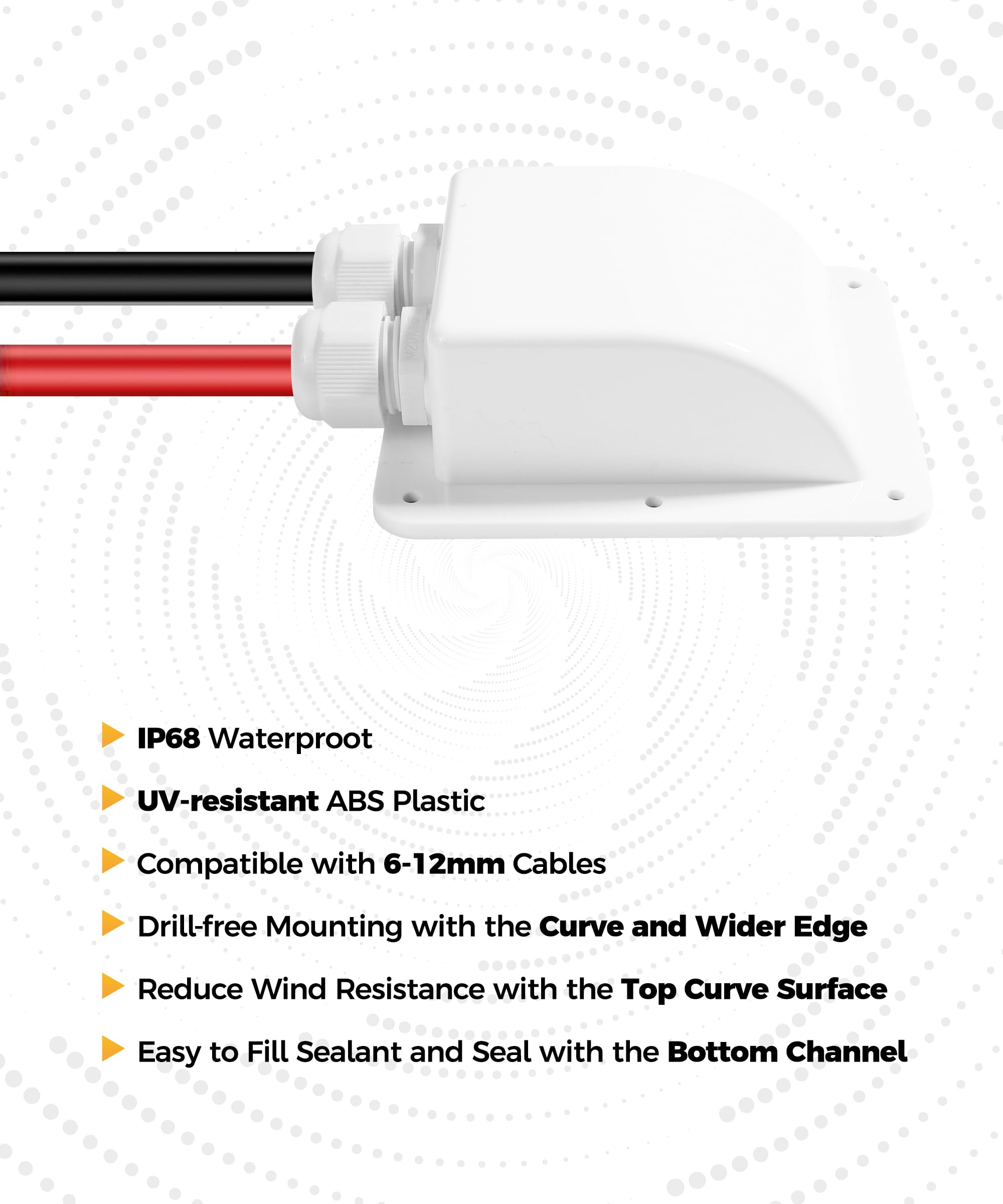 Flaconi Caja de Acceso a Cables Solares para Vehículos Recreativos,Prensaestopas Doble Entrada de Cables,Pasacables de Techo Pasacables de Entrada de Cable Doble,para Autocaravanas,Caravanas (Blanco)