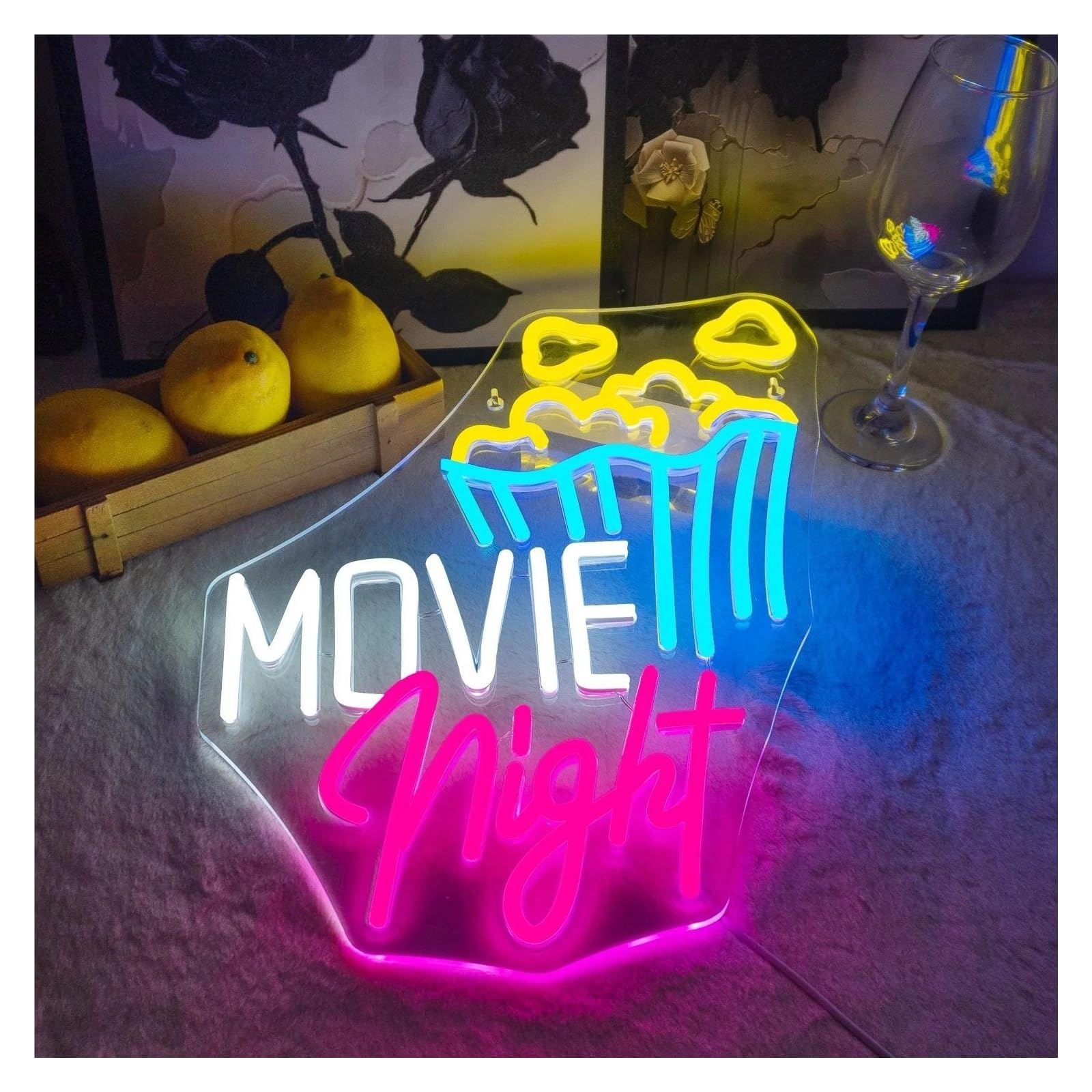 Luci al Neon Da Parete Insegne Al Neon Per La Serata Cinema, Decorazione Da Parete, Luci Per Popcorn, Decorazione Per La Stanza 30.5cmx39cm