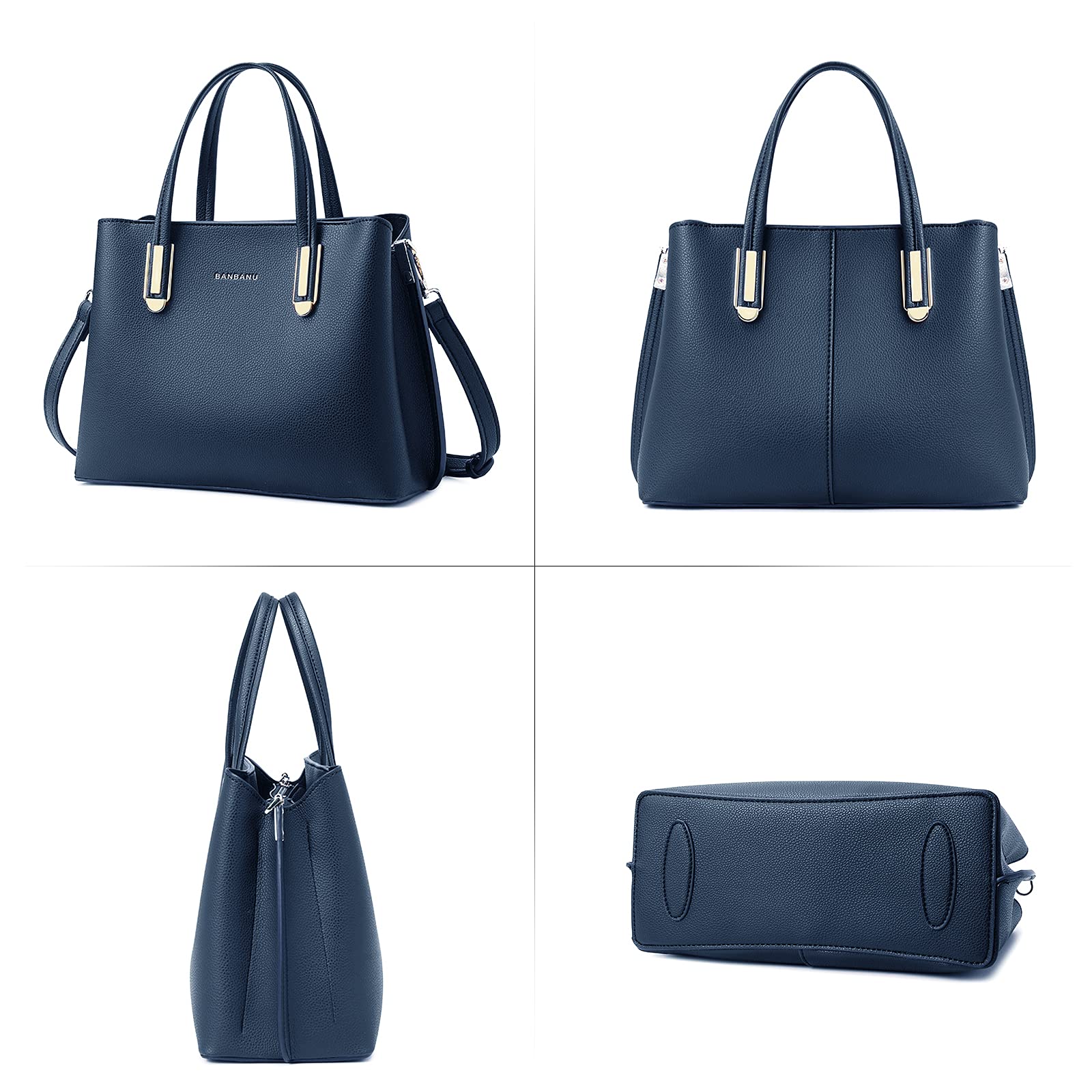FANDARE Elegante Bolso de Mano Bolsos Cabas Mujer Bolso Bandoleras Cuero PU Impermeable Llevados Hombro Bolso De Hombro Gran Capacidad Compras Escuela Viaje, azul, large, Elegante