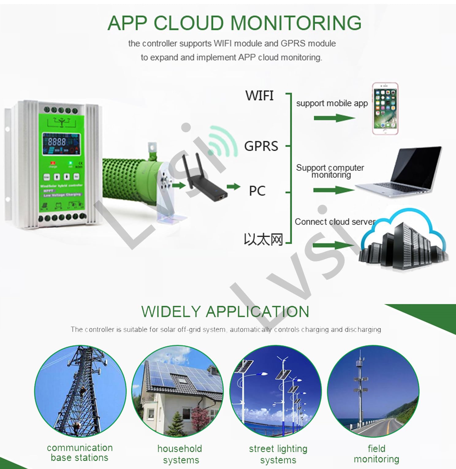 12V/24V/48V Wind-Solar-Hybrid-Laderegler, LCD-Display Wind-solar-hybrid-laderegler Mppt-Boost-Aufladung für Wind & Solarpanel System, mit Booster Dump Load Funktion,Wind500W+Solar600W-Auto12/24/48V