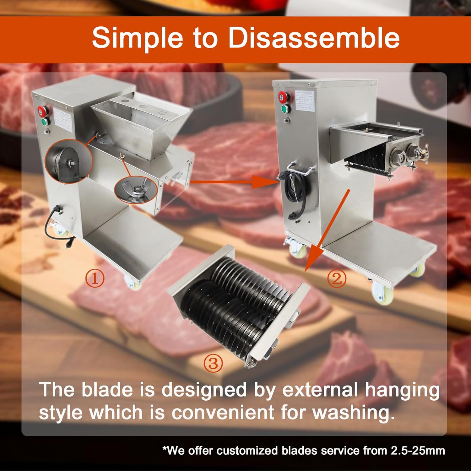 4mm Meat Cutting Machine Commercial Meat Cutter Machine Meat Slicer for Restaurant Kitchen Full Stainless Steel 880lbs/Hour(TJ130L Series)