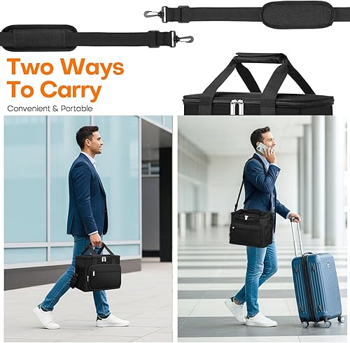 Miniatura 5 de Lonchera térmica para hombres y mujeres, bolsa de almuerzo grande de 15 litros con 6 bolsillos y clip de mosquetón, bolsa térmica suave a prueba de