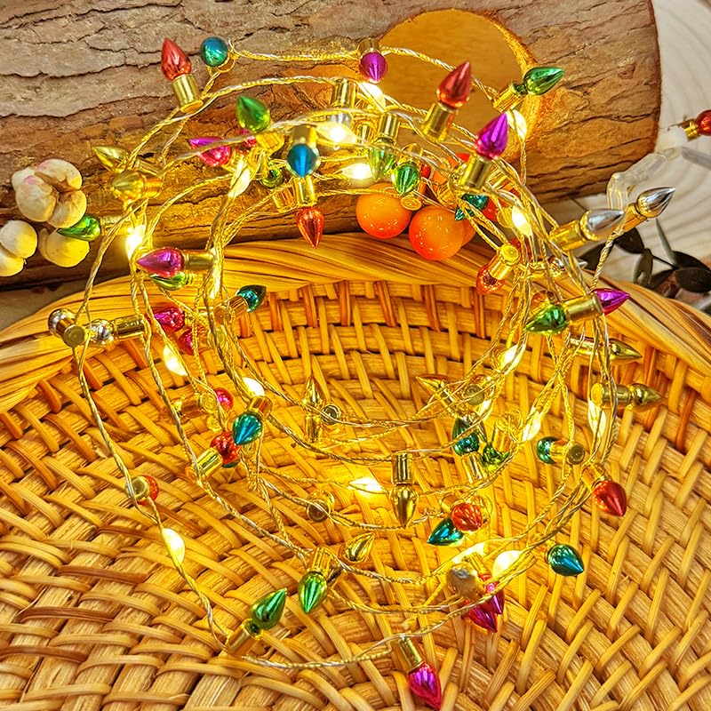 Wichtel Lichterkette Miniatur,2 M 20 LEDs Bunte Miniatur Puppenhaus Lampen,Wichtel Zubehör Weihnachten,Wichtel Zubehör Lichterkette für Weihnachtsdeko Puppenhaus Möbel,Kinder Geschenk