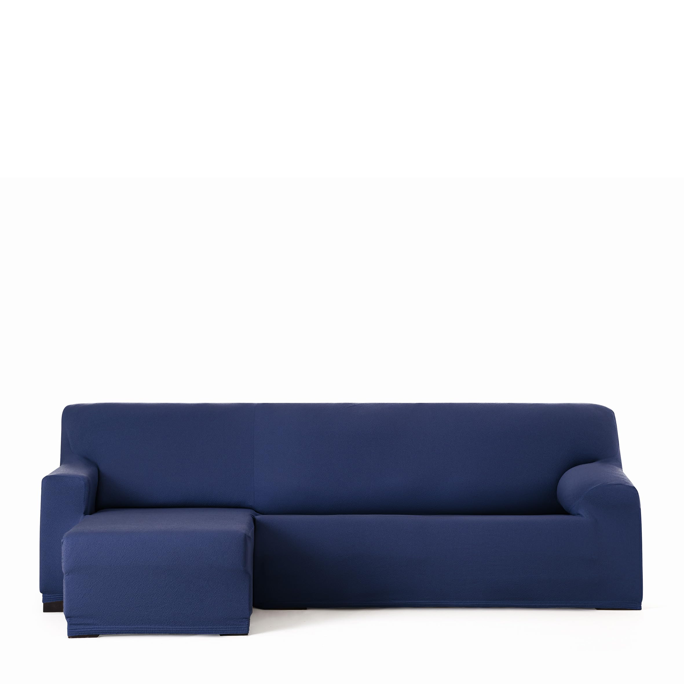 Housse de canapé bi-élastique Harlem chaise longue bras court gauche bleu