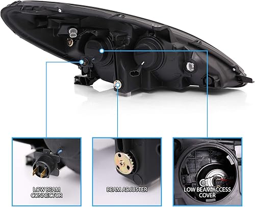 Miniatura 6 de AmeriLite Faros delanteros de repuesto para proyector negro ultra brillante LED Halo para Lexus ES 300/330 - lado del pasajero y del conductor