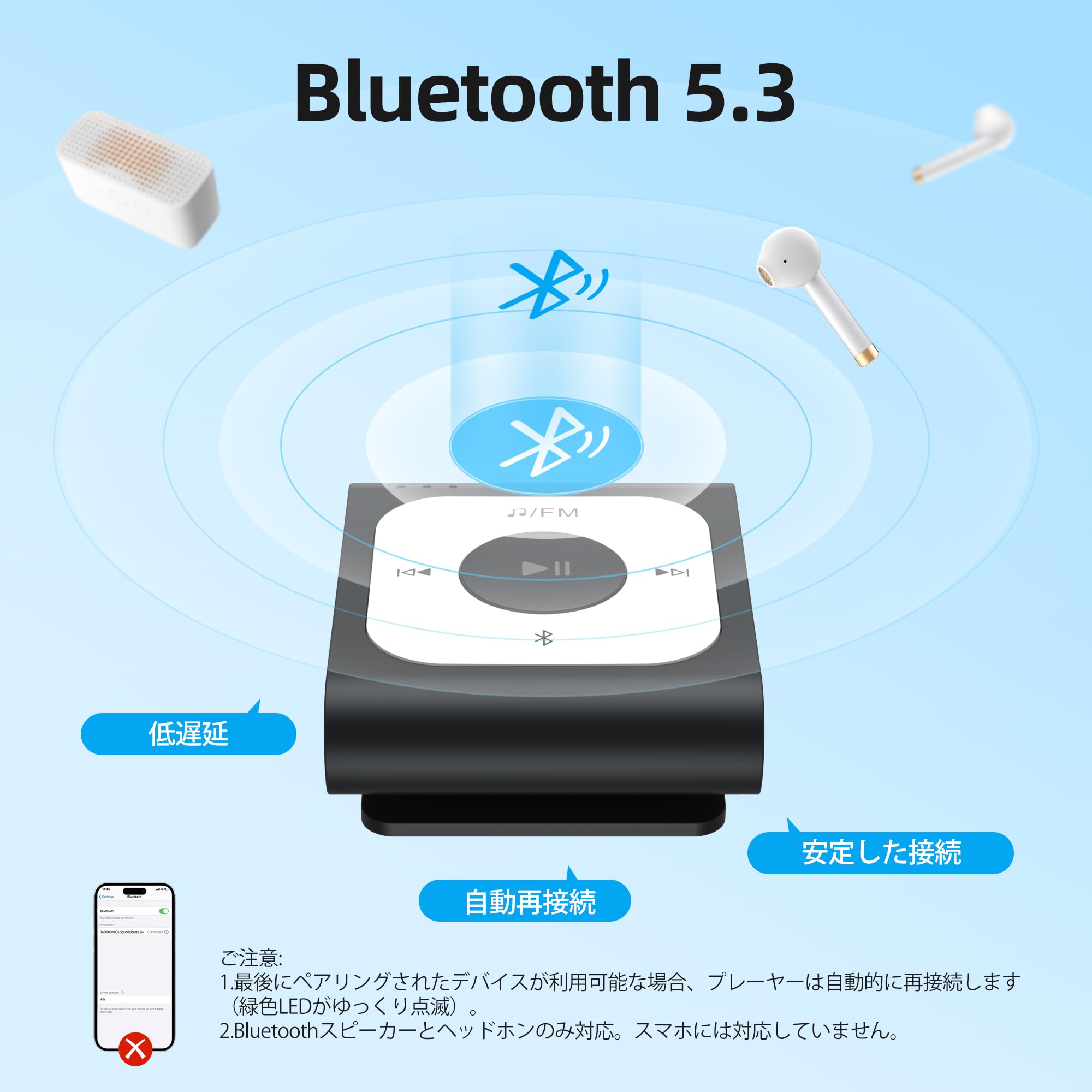 Amazon.co.jp: AGPTEK MP3プレーヤー クリップ式 64GB Bluetooth5.1