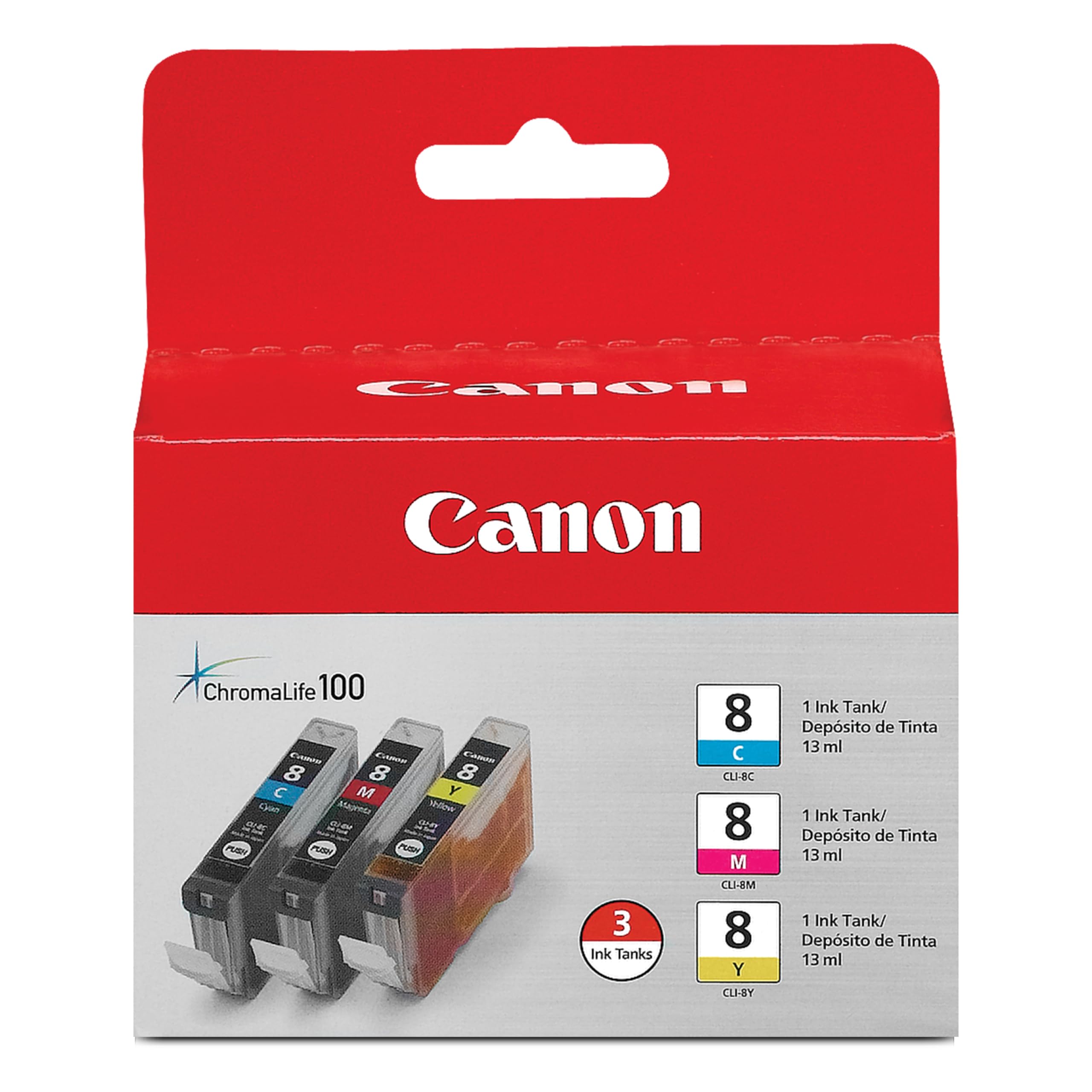 Canon CLI-8 Genuine Three Color Ink Tank, Compatible with iP4300, iP3500, iP3300, MP970, MP960, MP950, MP800R, MP830, MP810, MP800, MP500, MX850, MX700, MP610, MP600, MP530, MP520, and MP510 Printers