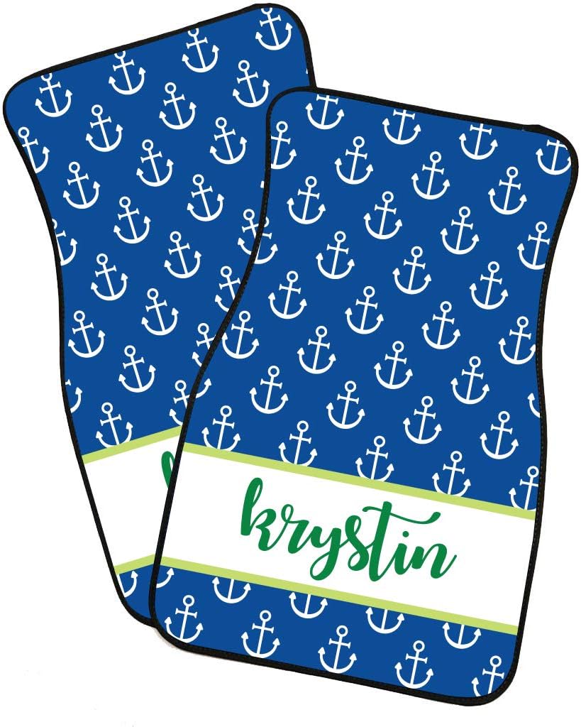 VictoryStore Custom Car Mats: Car Mats for Women Anchor Cart Mats Set of 2 Customize This Set with Your Name (Blue)