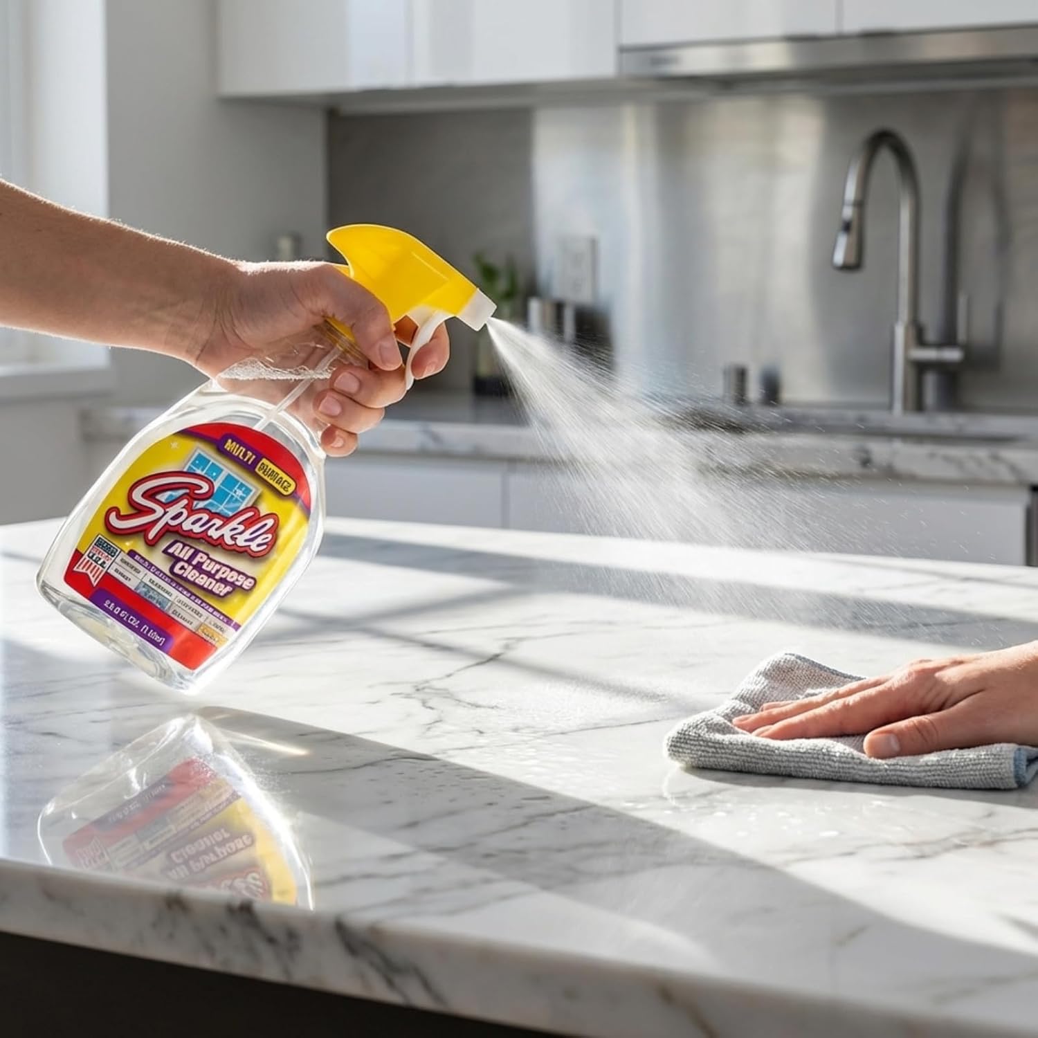 Sparkle All-Purpose Cleaner, Multi-Surface Cleaning Spray for Kitchen, Bathroom, and Home, Removes Grease, Grime, and Dirt, Fresh Scent, 33.8 oz Bottle for Everyday Use (Pack of 6)