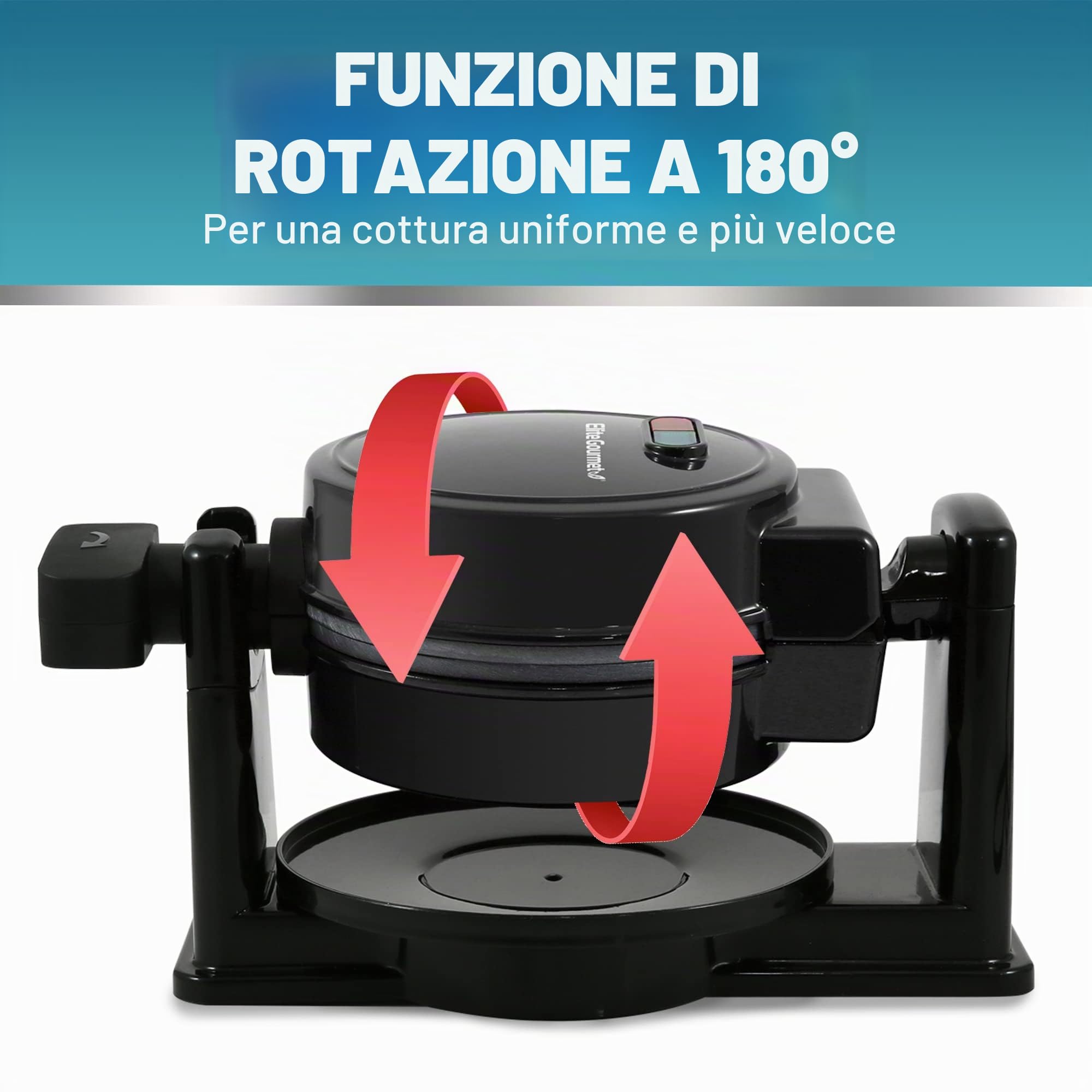 Elite Gourmet EWM460 - Piastra per waffle belga antiaderente, 1,25 pollici, cialde spesse, tostate, cheto, snack, panini, uova, facile da pulire, nero