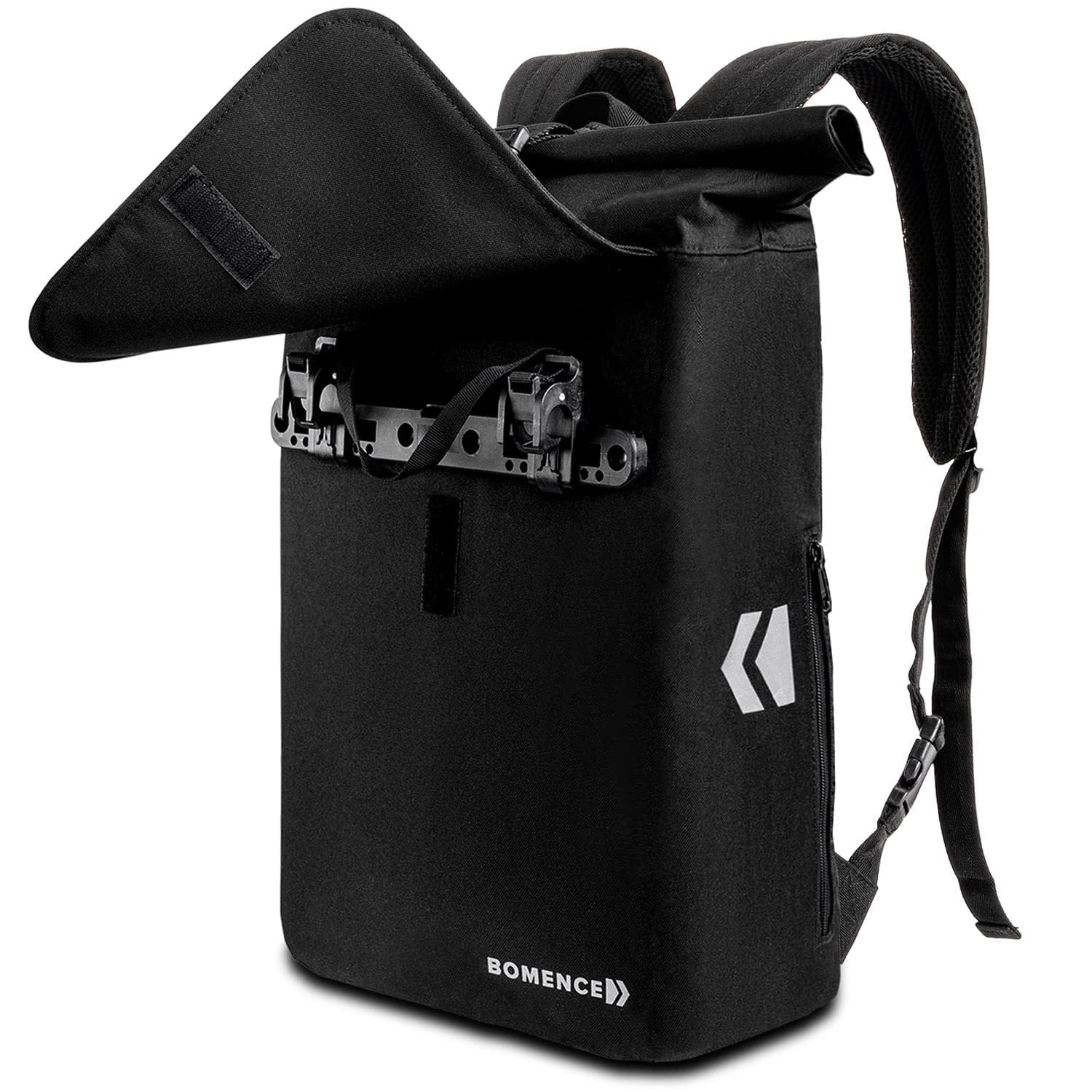 Bomence Fahrradtasche und Rucksack 2 in 1, Fahrradrucksack Gepäckträger, Gepäckträgertasche mit Rucksackfunktion, Radtasche Kombi (Schwarz)