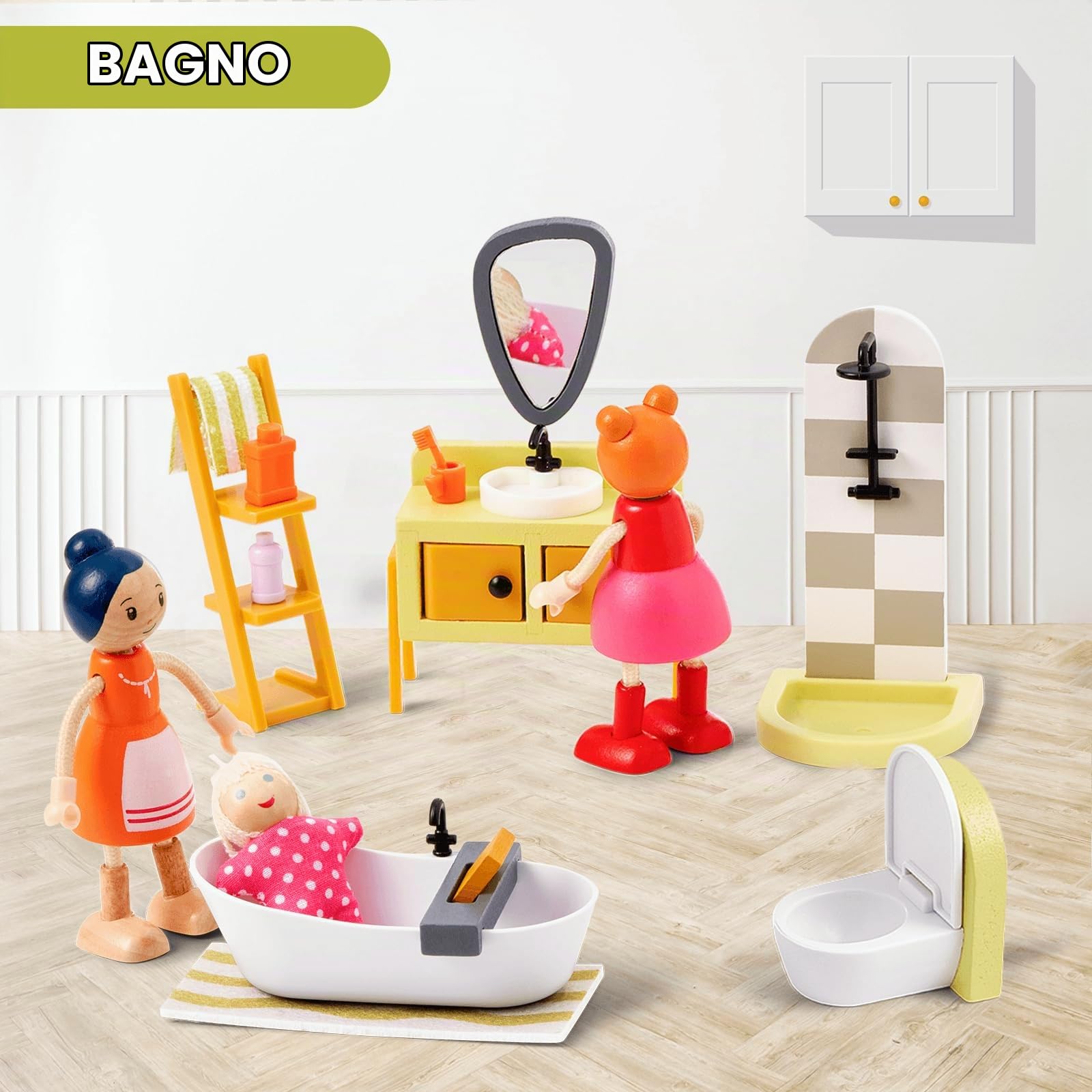Giant Bean Mobili Casa Bambole 85 Pezzi 6 Camere Moderna | Accessori Bambole Gioco Imitazione Bambini 3+ Anni Regalo Divertente