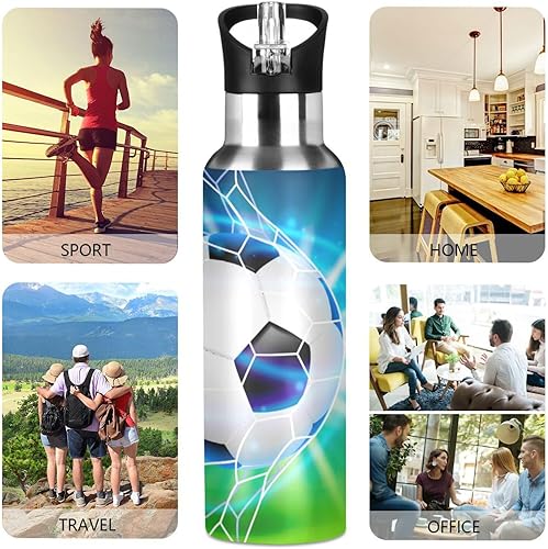 Vista 126 de Botella de agua amarilla para niños y niños, con aislamiento de acero inoxidable, para agua fría y caliente, con tapa con pajilla, para deportes