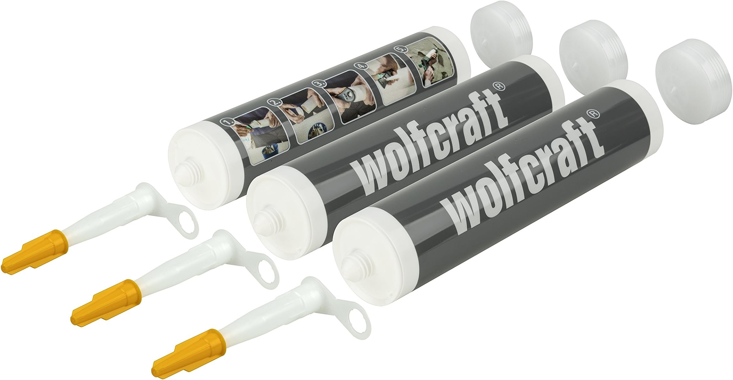 wolfcraft 4044000 3 Empty Cartridges 310 ml, Grey, Set of 3 Pieces