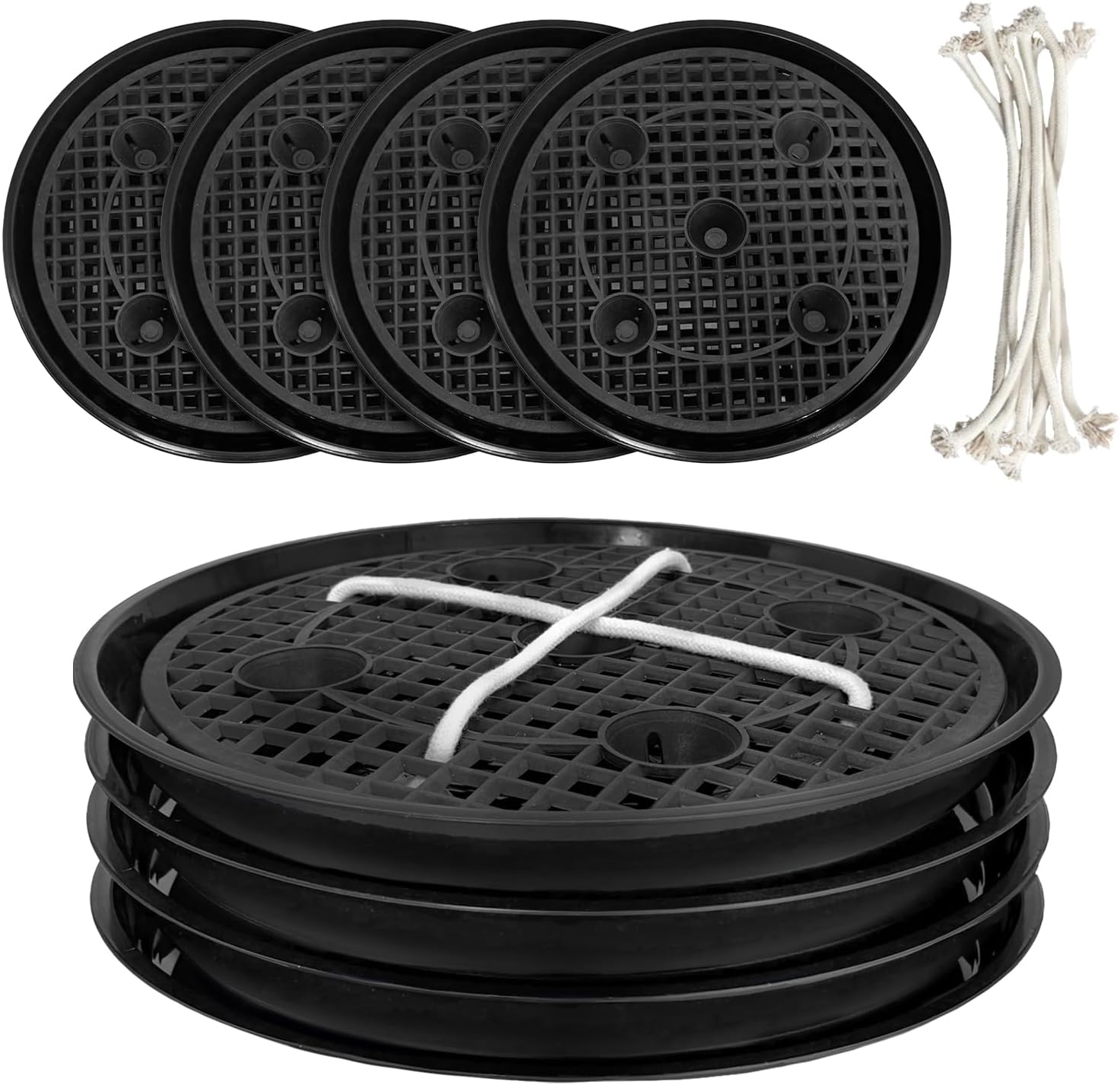 4 Pcs 14'' Self-Watering Pot Base, Auto-Irrigation System Plant Saucer Stand for 5 Gallon Fabric Pot, Auto Watering Plant Water Tray Self Watering System for Indoor Greenhouse Grow Tent Garden