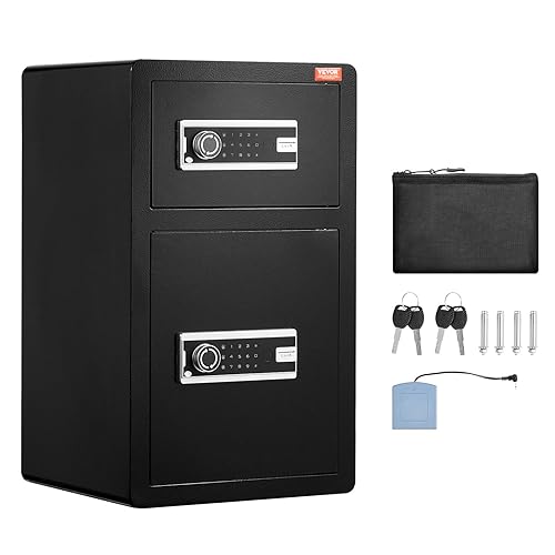 Miniatura 9 de VEVOR Caja de seguridad de 4.5 pies cúbicos con cerradura de llave y contraseña, caja de seguridad con bolsa ignífuga, estante para llaves, luz LED