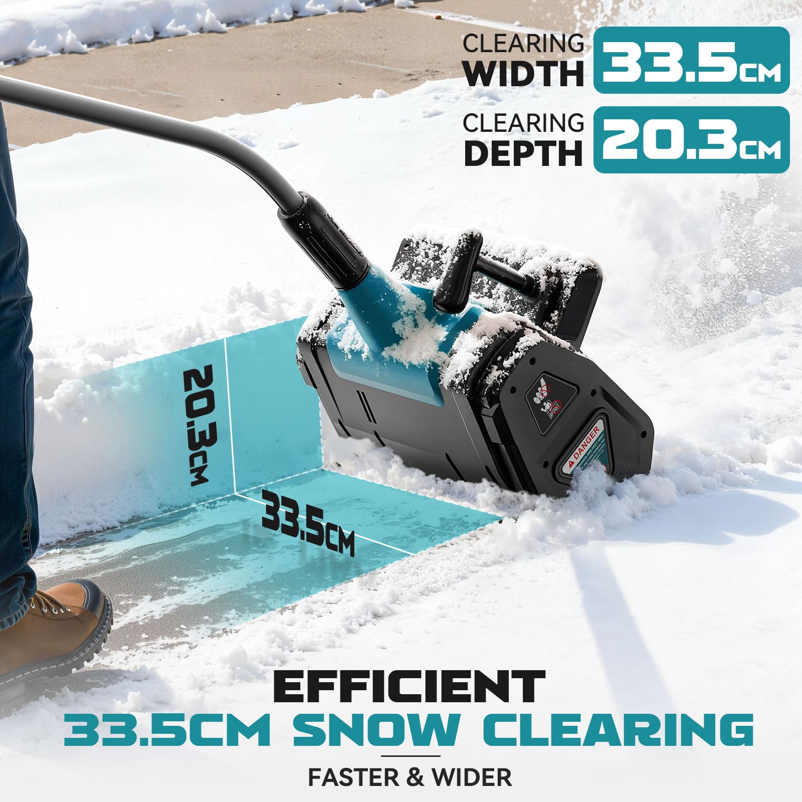 Ecarke Quitanieves con batería recargable compatible con batería Makita de 18 V, motor sin escobillas de 1000 W, altura de 20 cm, distancia de lanzamiento de 7 a 8 m, ancho de trabajo de 33,5 cm