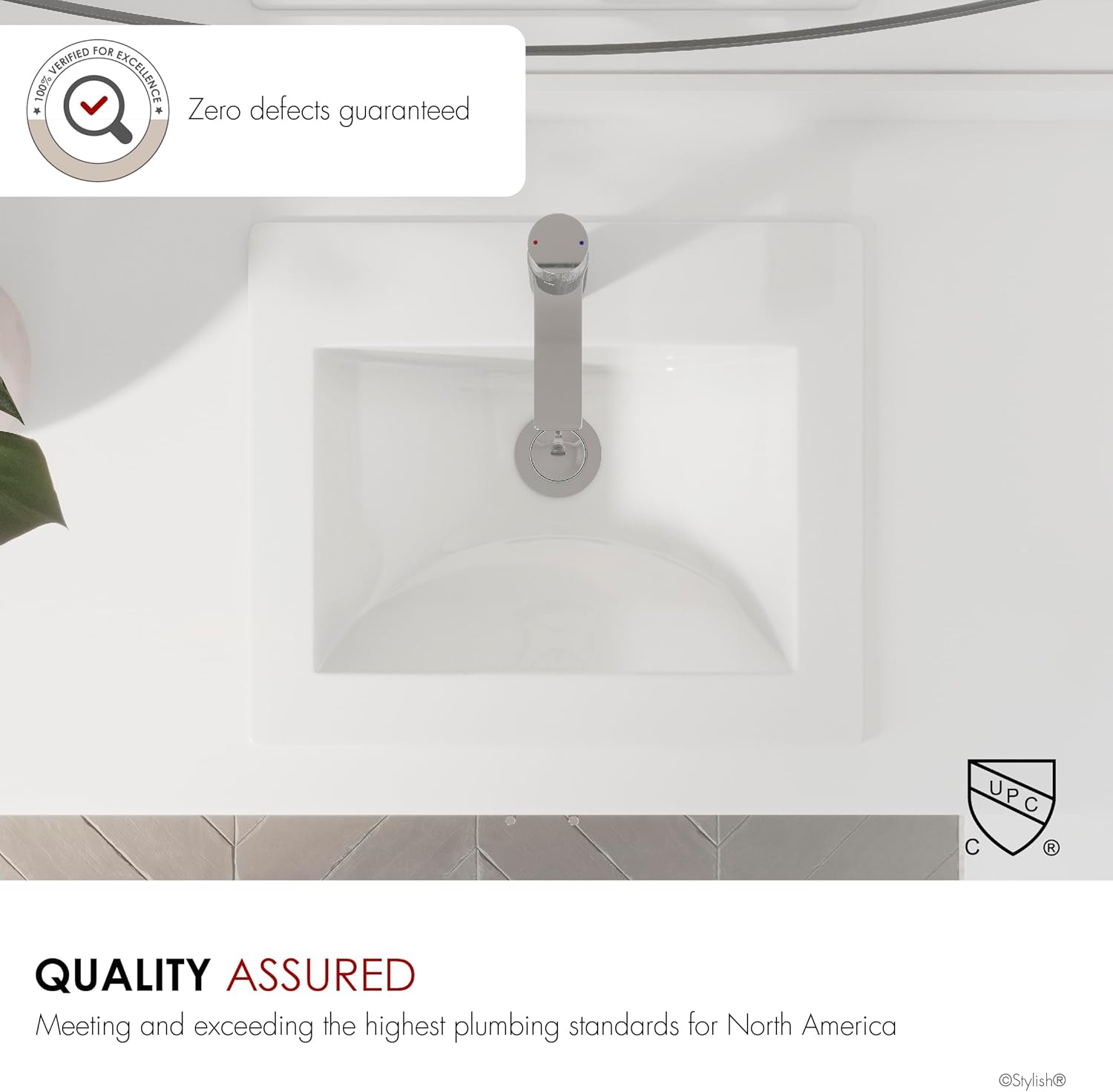 Stylish 21" White Porcelain Top-Mount Bathroom Sink, Rectangular Basin with Overflow Caps, High-Gloss Finish, cUPC Certified, Fits 22″ Cabinets, Set of 2, P-211H-2