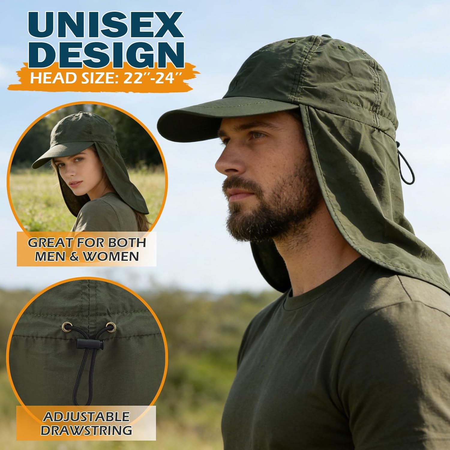 EINSKEY UPF 50+ Waterproof Sun Hat - Packable Unisex Baseball Cap with Neck Flap for Beach, Golf, Hiking, Fishing & Running - Image 2
