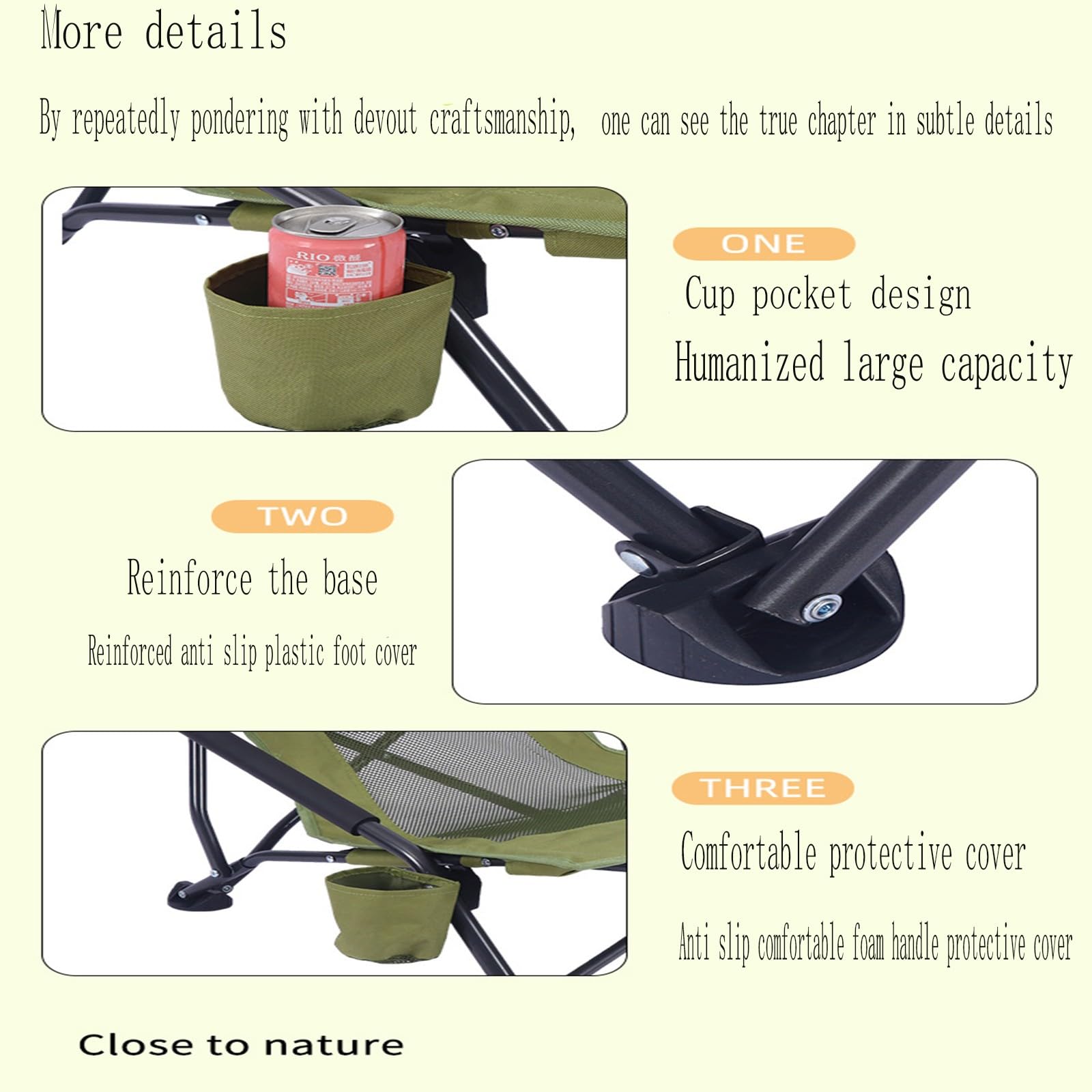 Pieghevole ergonomica da Campeggio Imbottita co Borsa Trasporto Sedia Portatile di Lusso per Campeggio Giardino Pesca Adulti D