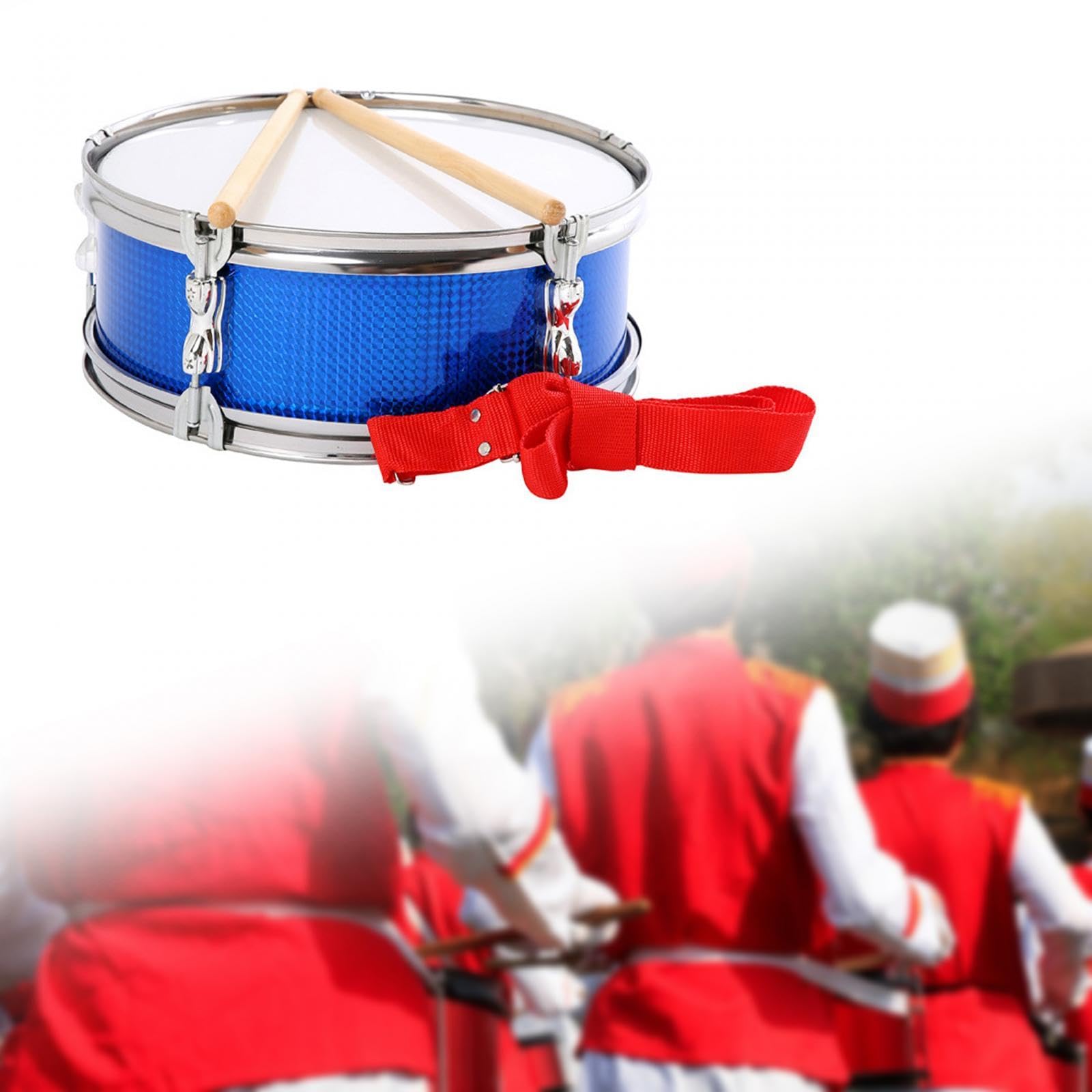 Caja de 13 Pulgadas, Tambor Musical con Correa Ajustable, Instrumento para Aprender Música, Instrumento de Percusión, Ideal para Principiantes Y Adole, Azul