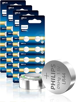 PHILIPS LR44 AG13 357 303 SR44 1.5V Alkaline Button Cell Battery 40-Pack - Long Lasting Power for Calculators, Toys, Electronic Devices