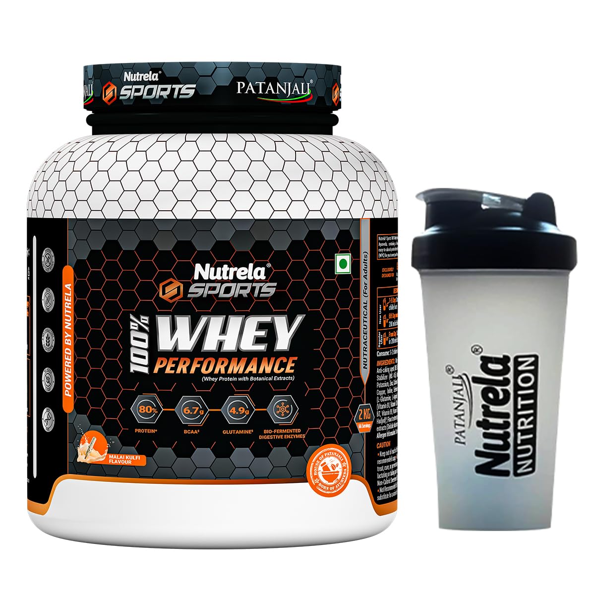 NUTRELA Sports Patanjali Whey Protein 2kg with Shaker | Concentrate + Isolate | 24g Protein Per Scoop | 6.7g BCAA, 4.9g Glutamine with Digestive Enzymes for quick absorption & easy digestion | Muscle - Building & Recovery | 100% Vegetarian | Irish Chocolate — Amazon image 12
