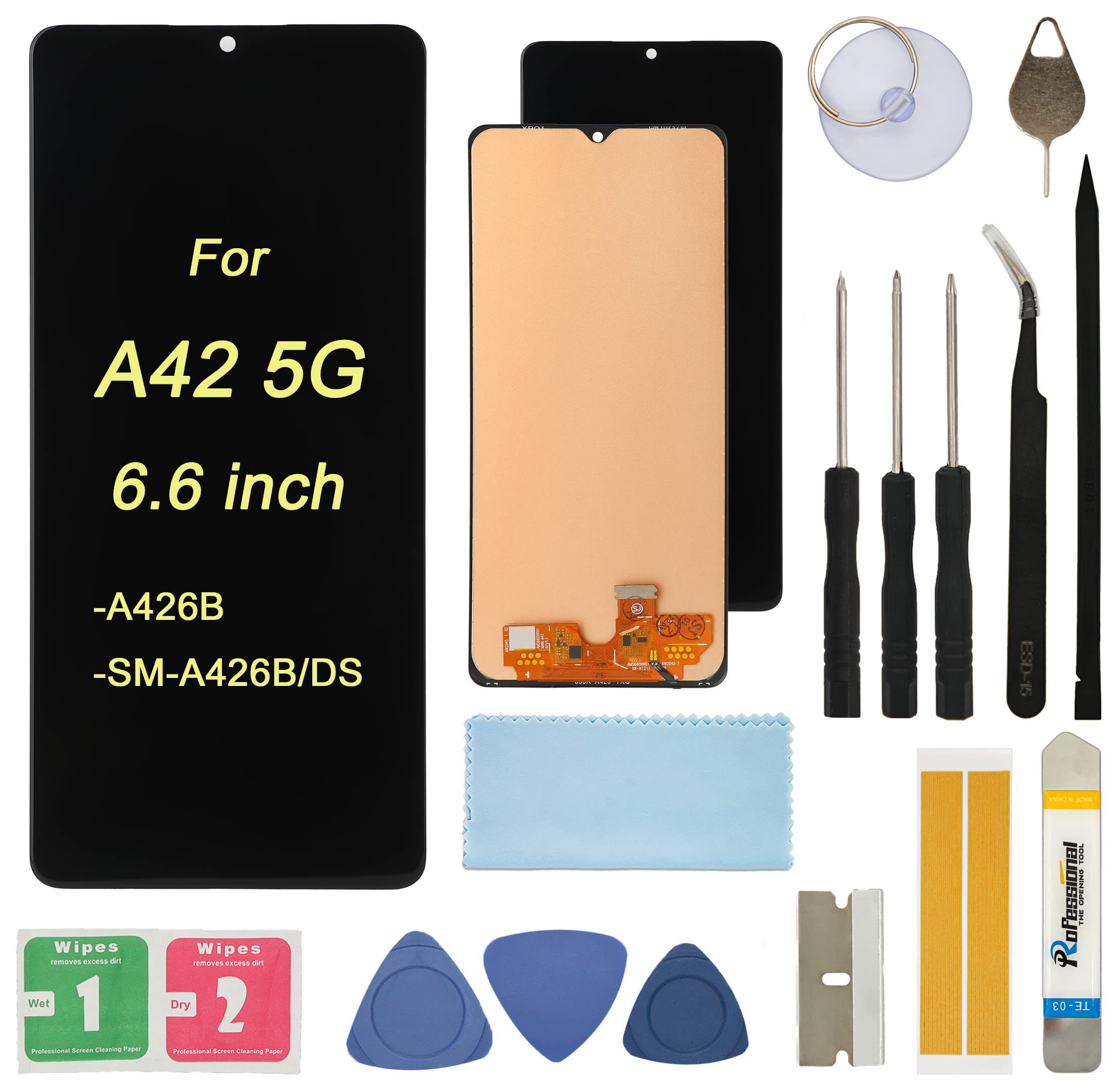 UYGHHK OLED Screen Replacement for Samsung A42 5G 6.6” 2020 A426 SM-A426 A426B A426B/DS A426U A426V SM-A4260 Assembly LCD Display Touch Screen Digitizer with Tools