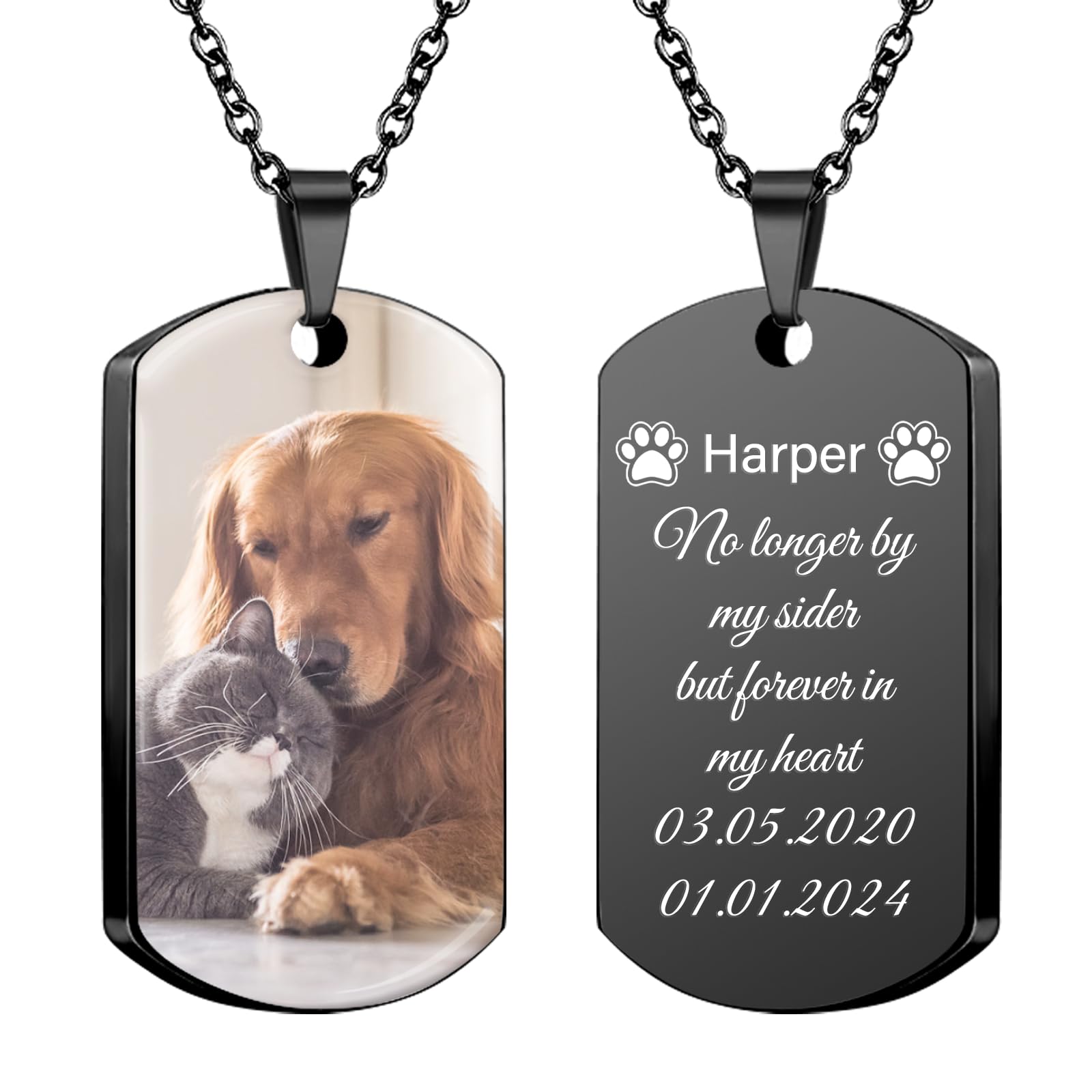 AAQ Personalised Ashes Necklace for Ashes – Cremation Jewellery Urn Keepsake Pendant for Pet Dog Cat Human – Memorial Locket with Photo Holder for Women Men (Color-Rectangle)