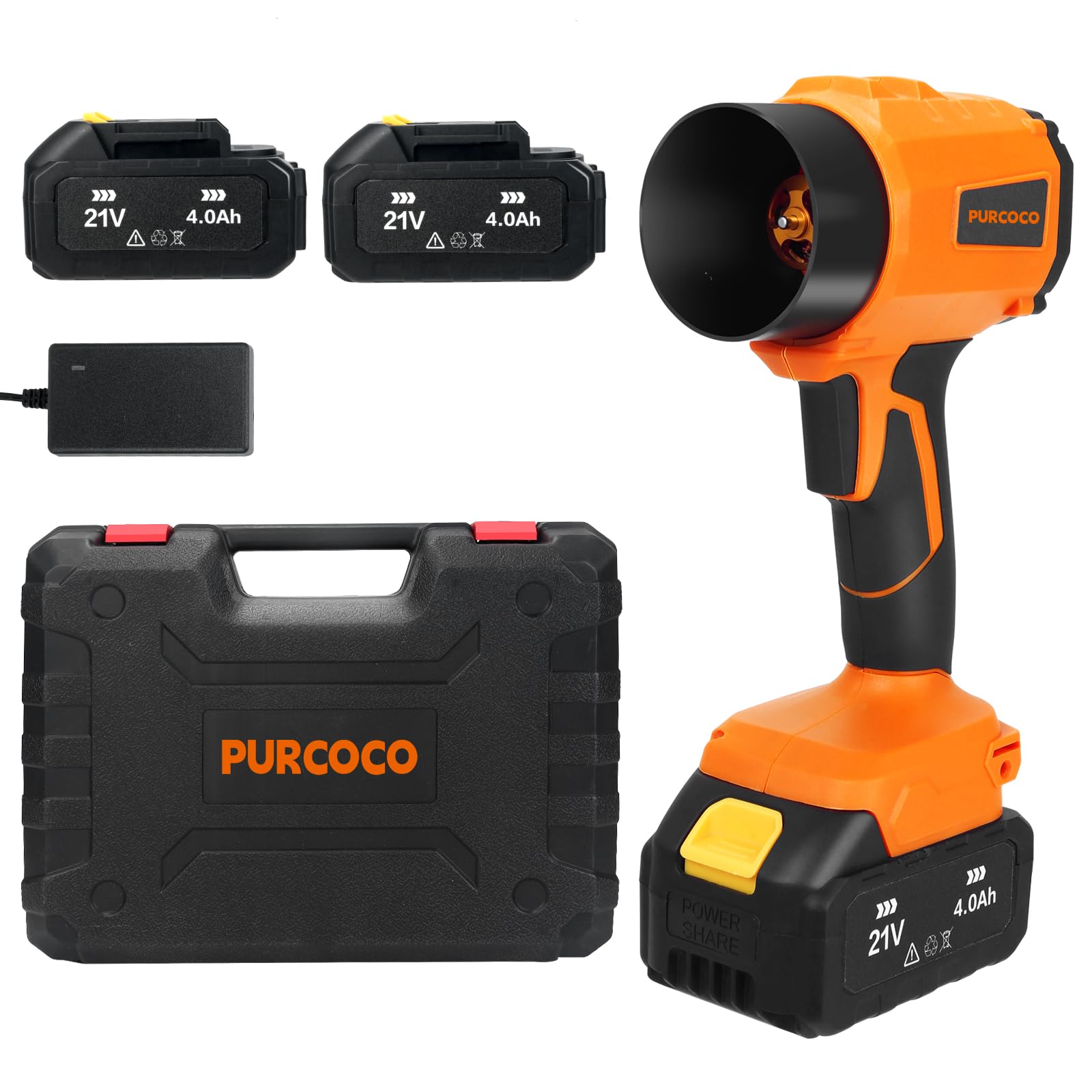 Cordless Leaf Blower Dust Cleaner Handheld Electric Air Duster Jet Dry Mini Blower Turbo Fan for Cars Computer Lawn Care, Patio Cleaning by 2PCS Batteries