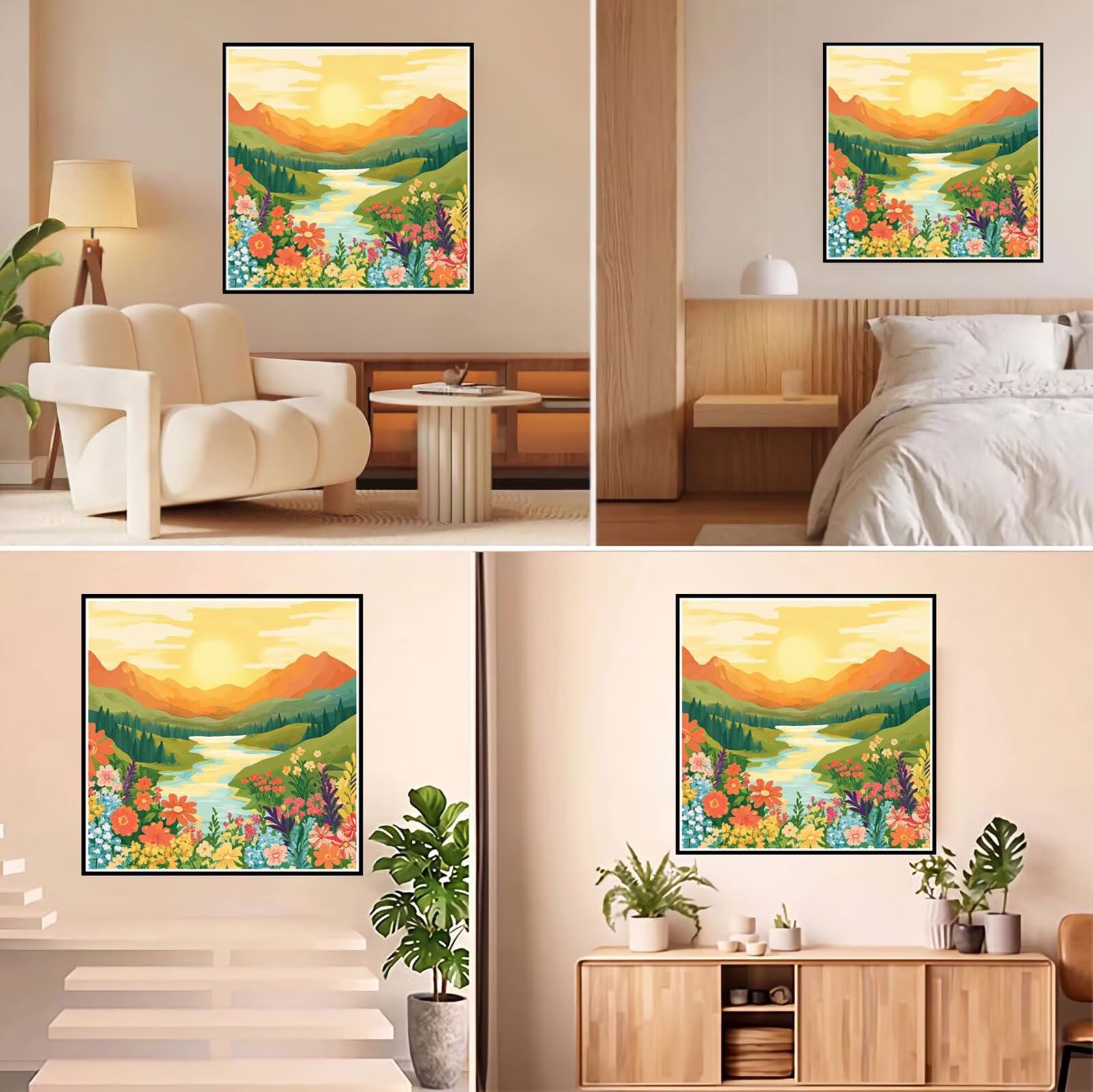 Kit de Pintura de Diamantes para Principiantes y Adultos, Anime, Mosaico de Punto de Cruz con Diamantes de Resina, Manualidades DIY Creativas para Regalo, Decorativo de Pared 60x60cm Montaña FX#766