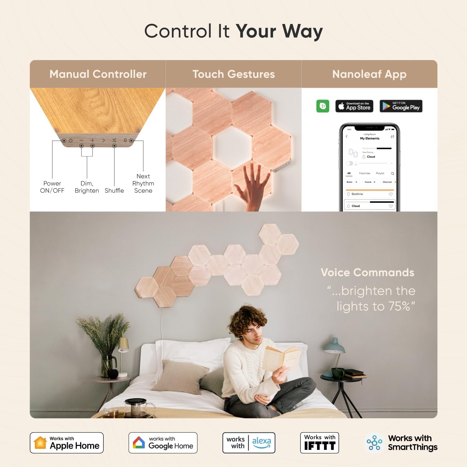 Nanoleaf Elements Wood Look Hexagons