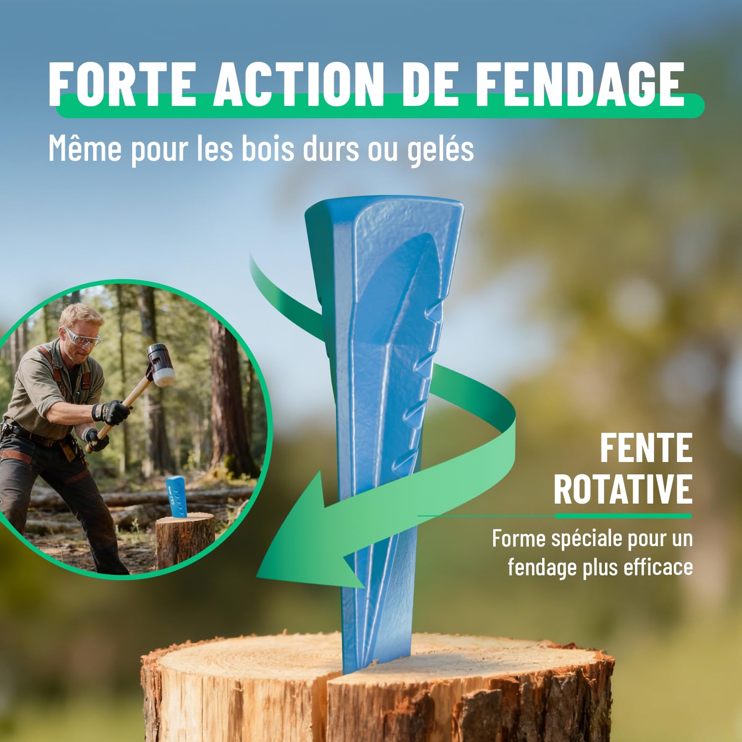 greate Coin Bucheron en Acier Coin eclateur Durable en Acier C45 - fendre buches Bois, fendeur de buche