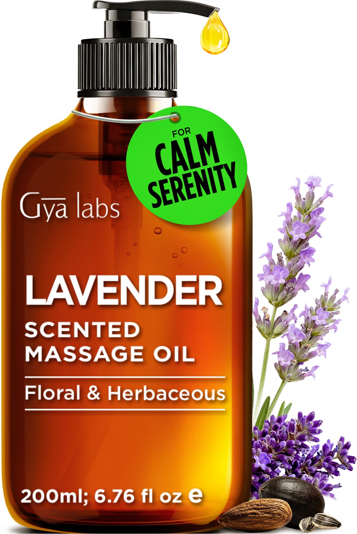 Gya Labs Lavender Massage Oil - 6.76 Fl Oz - Ultimate Relaxation for Body and Mind, Lavender Scented Massages for Total Body Comfort - Non-Greasy Formula, Non-GMO and Cruelty-Free
