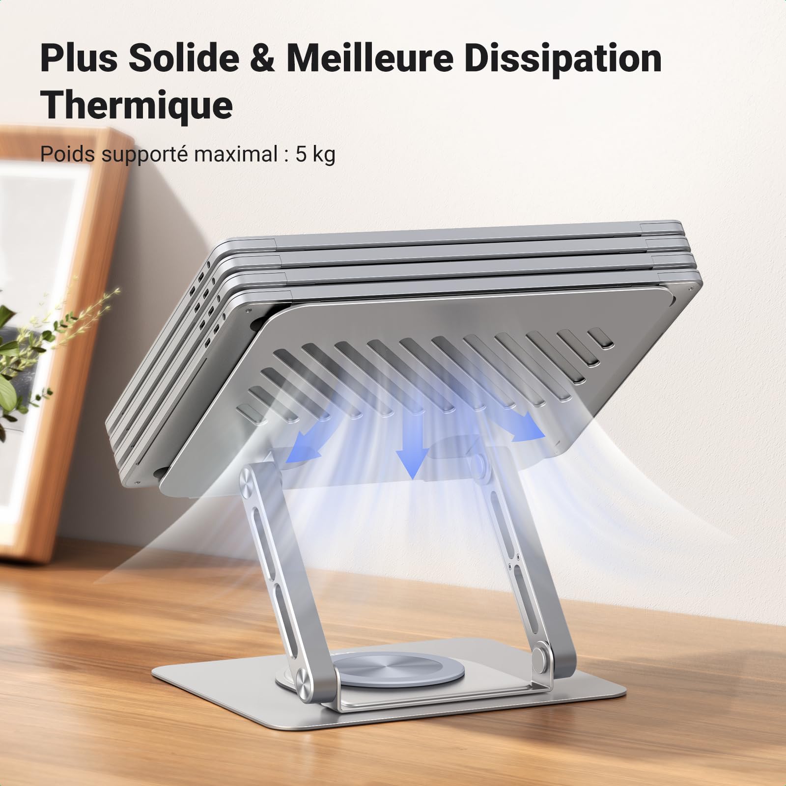 UGREEN Support Ordinateur Portable Rotatif 360 Degrés Support PC Portable Bureau Réglable Pliable Ergonomique Refroidissement Laptop Stand 10 à 17,3 Pouces Compatible avec MacBook Air Pro Dell