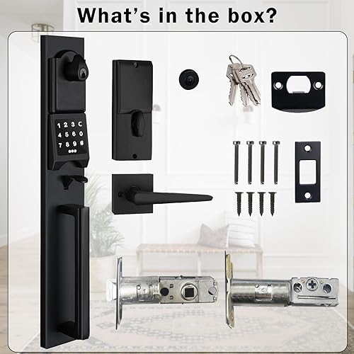 Miniatura 7 de NEWBANG Cerradura electrónica inteligente para puerta con teclado para una sola puerta, manija electrónica sin llave para puerta delantera con