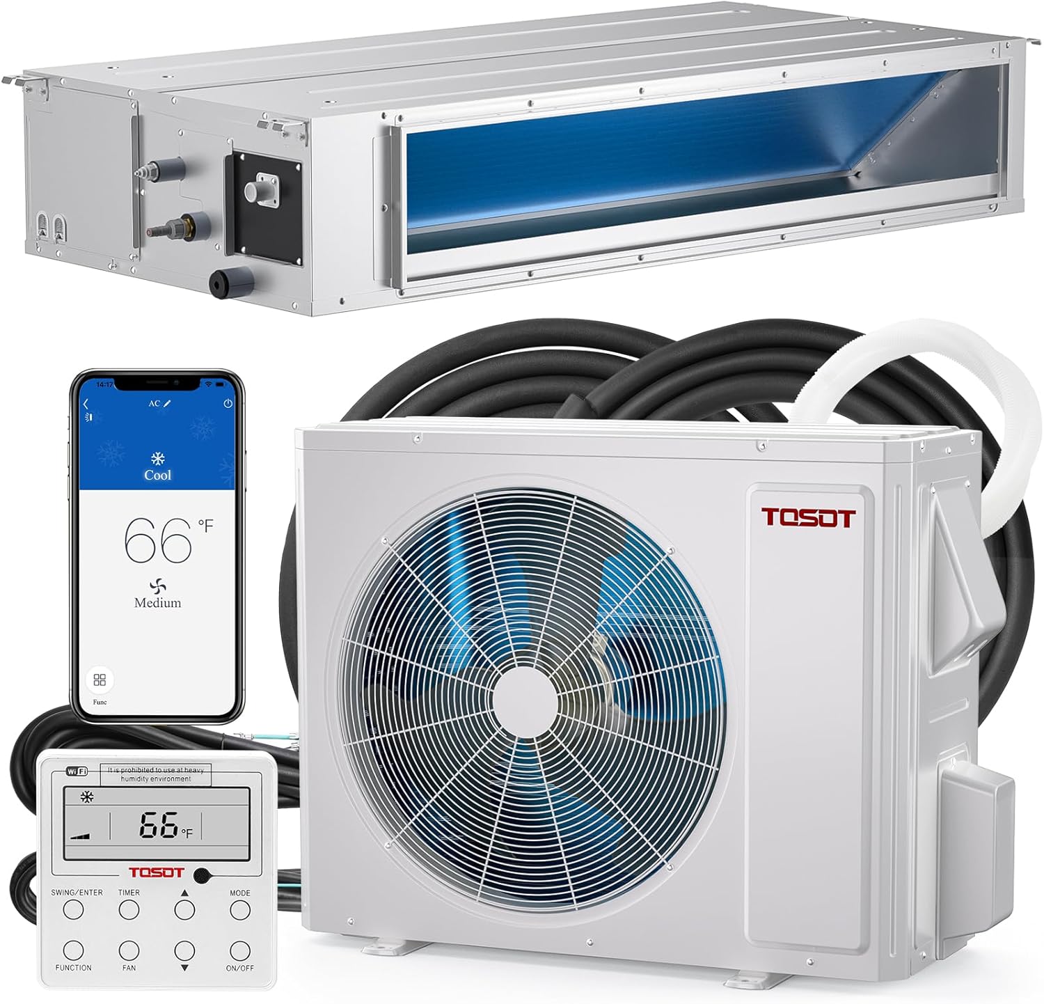 TOSOT 34,000 BTU Ducted Mini Split Air Conditioner components
