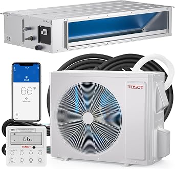 TOSOT 34,000 BTU Ducted Mini Split Air Conditioner, Concealed Ducted AC with Built-In Water Pump and Smart Wired Controller, 230V, Large Airflow for Light Commercial & Residential Use, Cosmo Series