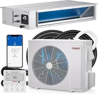 TOSOT 34,000 BTU Ducted Mini Split Air Conditioner, Concealed Ducted AC with Built-In Water Pump and Smart Wired Controller, 230V, Large Airflow for Light Commercial & Residential Use, Cosmo Series