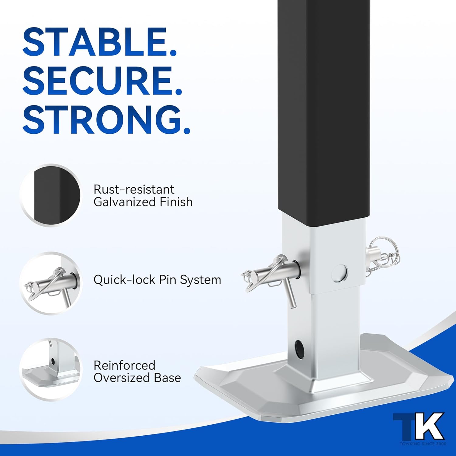 8000LBS Square Trailer Jack, 15" Lift, Heavy Duty Jack with Adjustable Drop Leg, Weld On for RV, Boat, and Utility Trailers