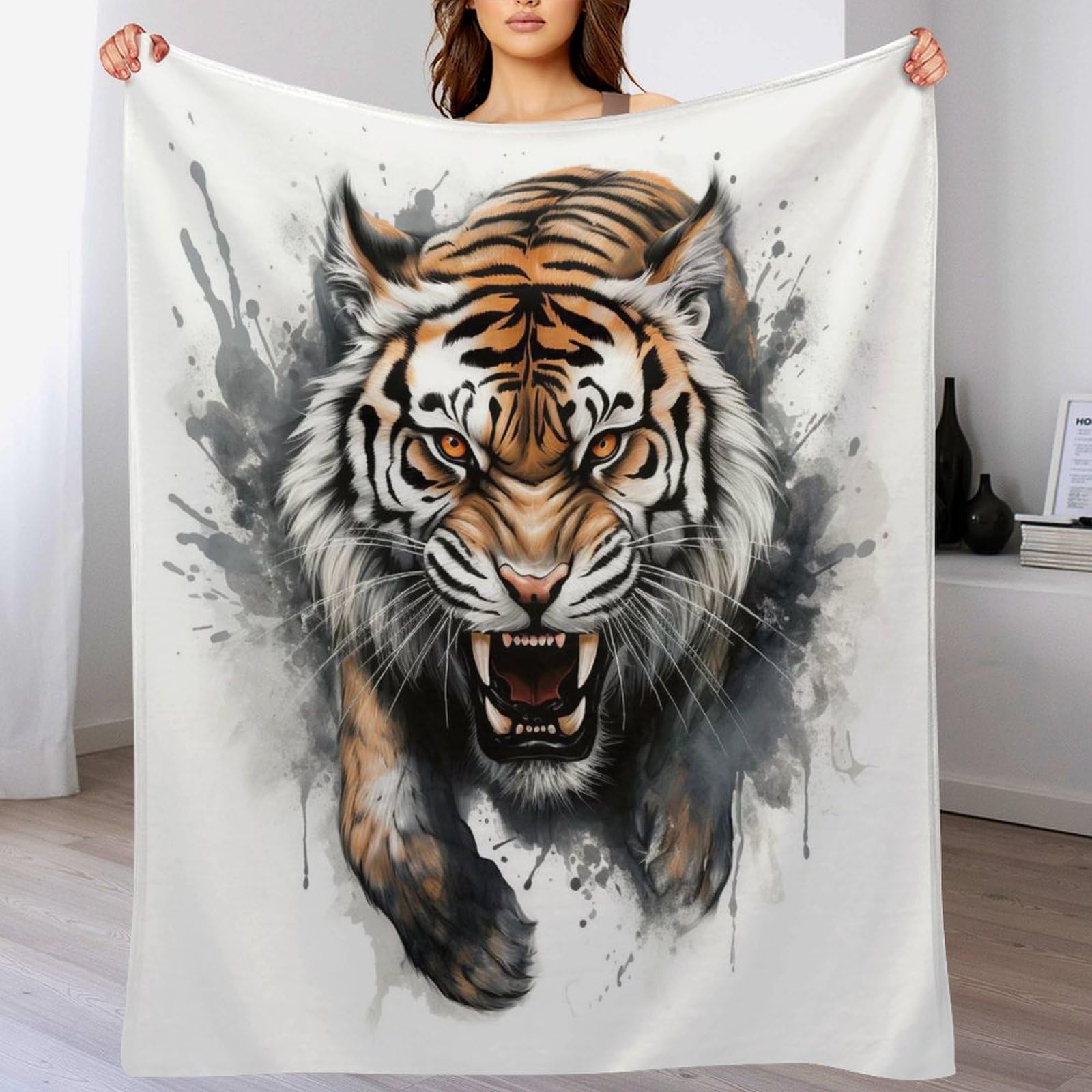 Flannel linge de lit tigre 3D : la couverture légère en polaire idéale contre les nuits fraîches