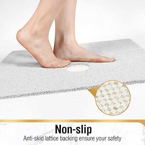 Miniatura 3 de HITSLAM Tapete de ducha cuadrado, tapete de baño antideslizante de 24 x 24 pulgadas para bañera, tapete de bañera de PVC suave con orificios de