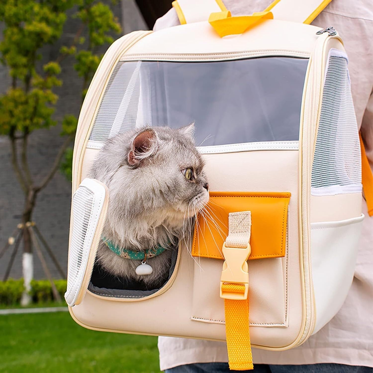 Bolsa de Viaje para Mascotas, Mochila Portamascotas con Ventana Transparente, Bolsa De Viaje para Gatos, Bolsa Portamascotas Multifunción Viajes al Aire Libre