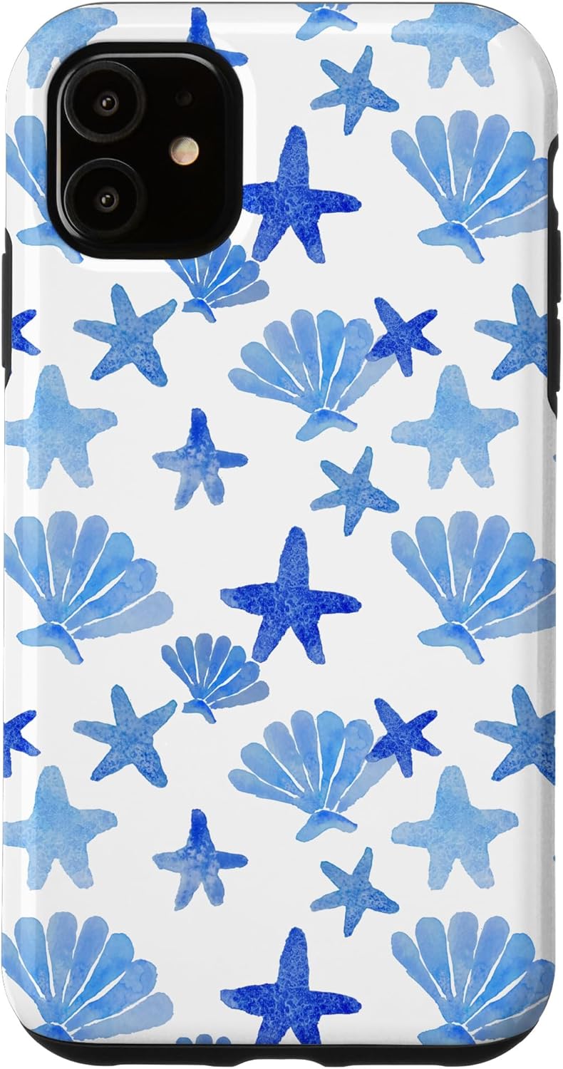 Coastal Granddaughter Blue Preppy Shells Starfish Ocean Cute Case for iPhone 12 mini