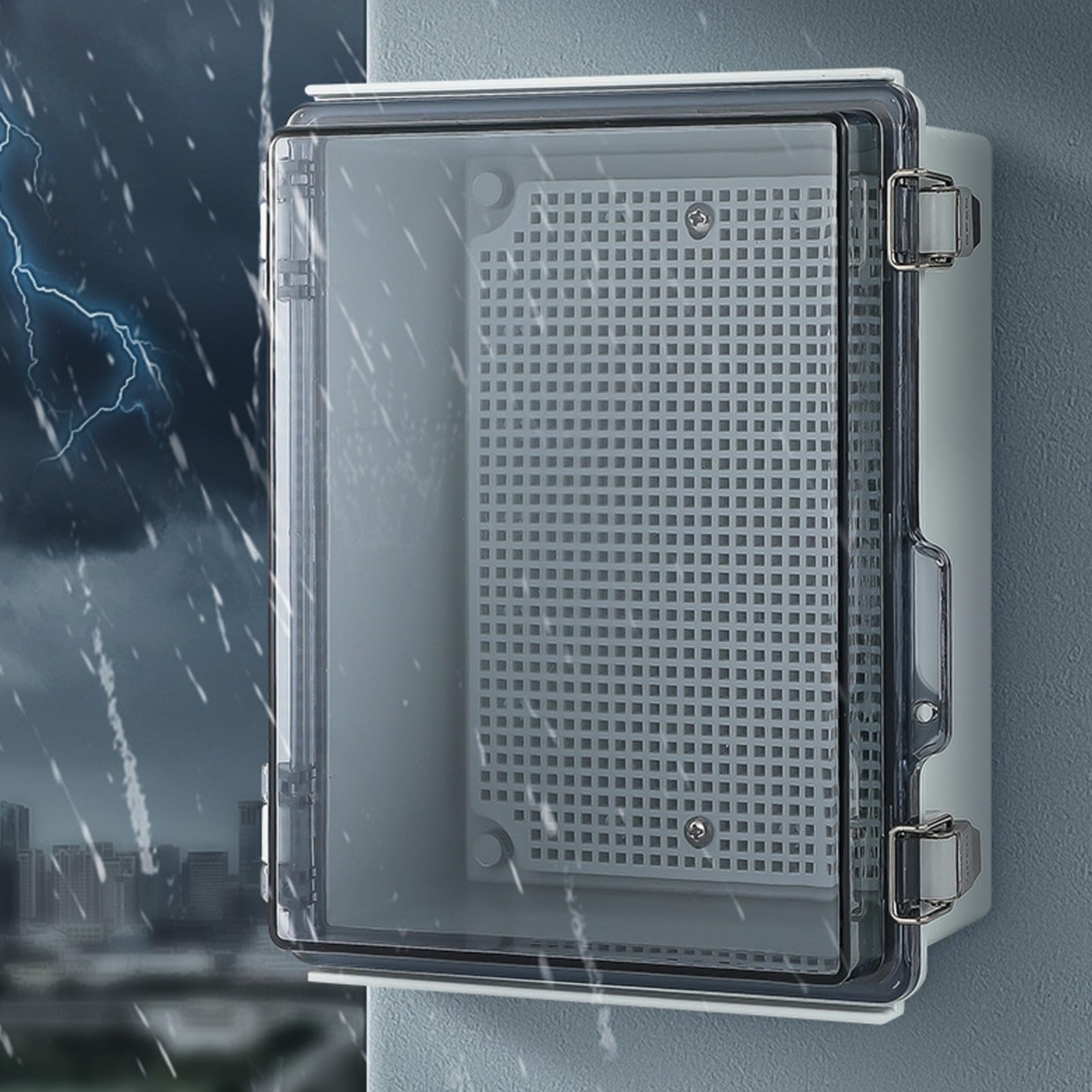kyaoayo Waterdichte elektrische kast, beschermbox voor buiten, IP65, polycarbonaat, met slot, outdoor kabel, veilige box voor bescherming van stopcontact, stekker, timer, kerstdecoratie