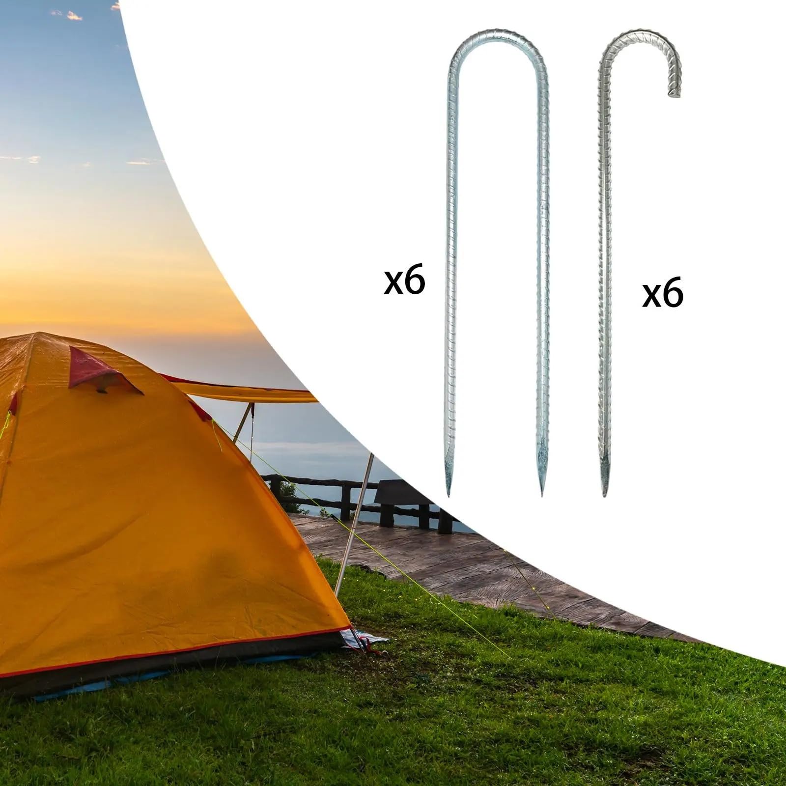 6 Ancoraggi Trampolino – 4 Picchetti Tenda Heavy Duty 300mm X 10mm (Marrone, UK)